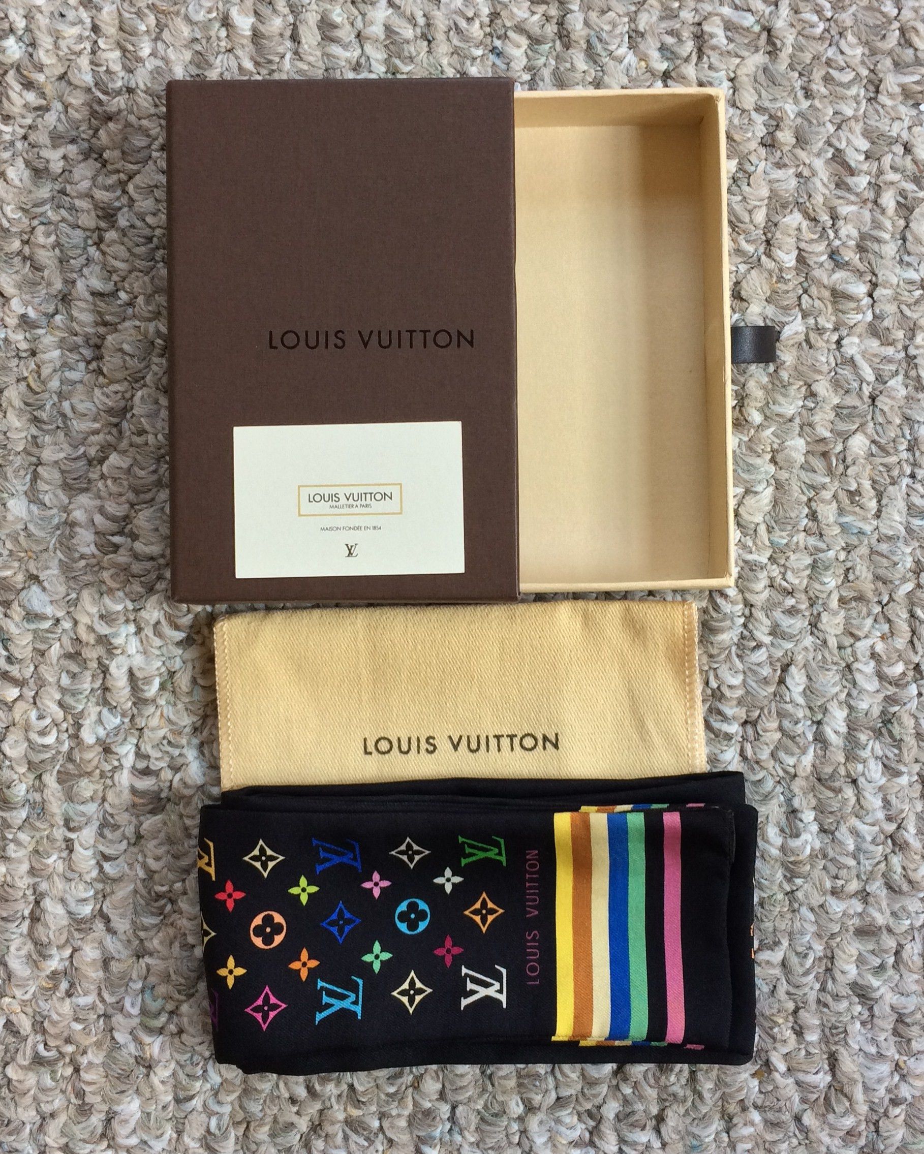 NEW S/S 2003 Vuitton Murakami Multicolor Monogram Scarf - 8