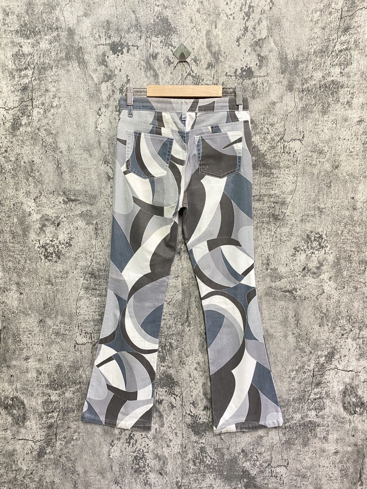 Designer - Japanese HAPHAZARD JEANS Abstract Flared Design Pants - 2