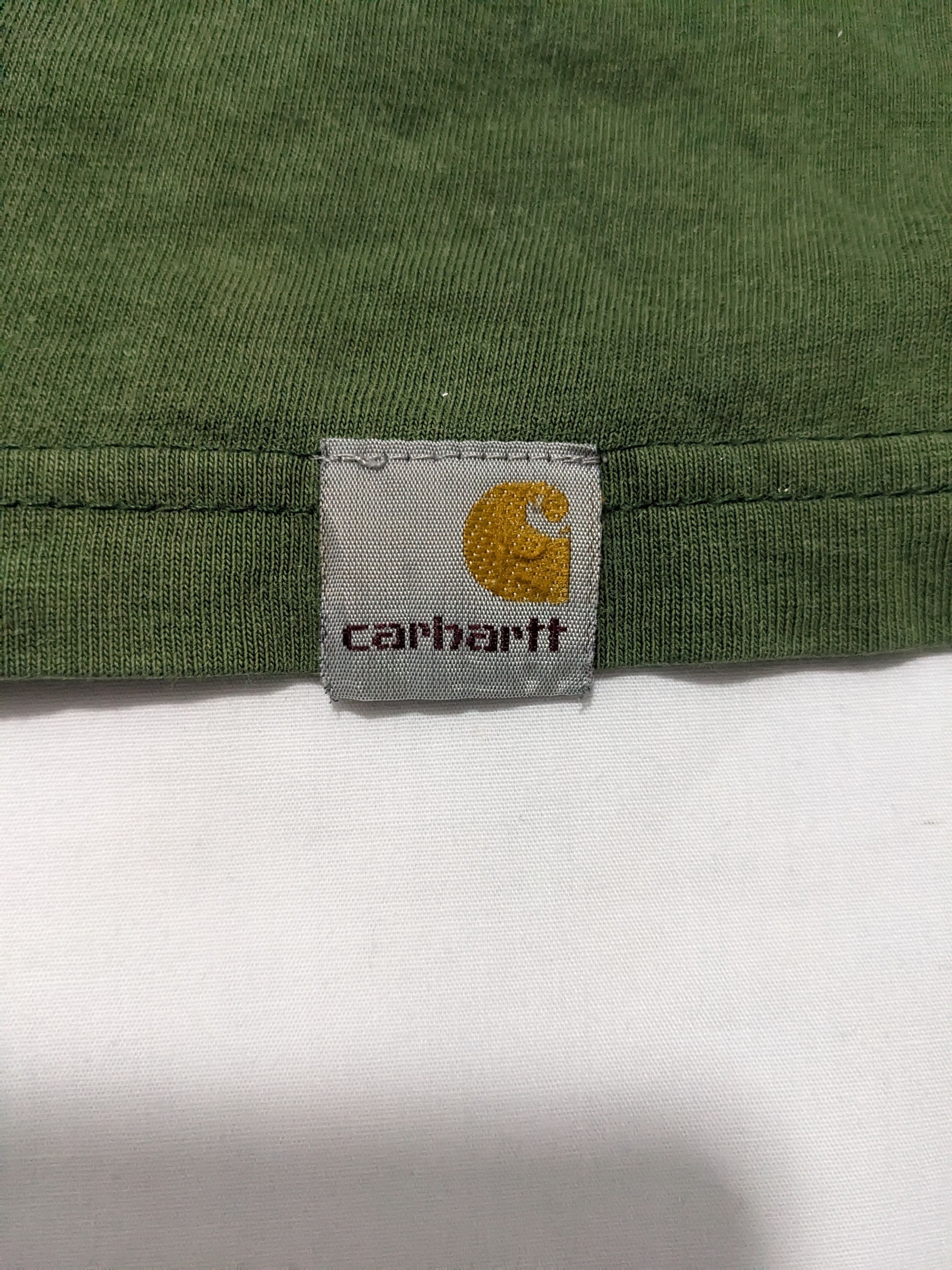 Vintage Sunfaded Carhartt Wip Logo Graphic Green T-Shirt - 5