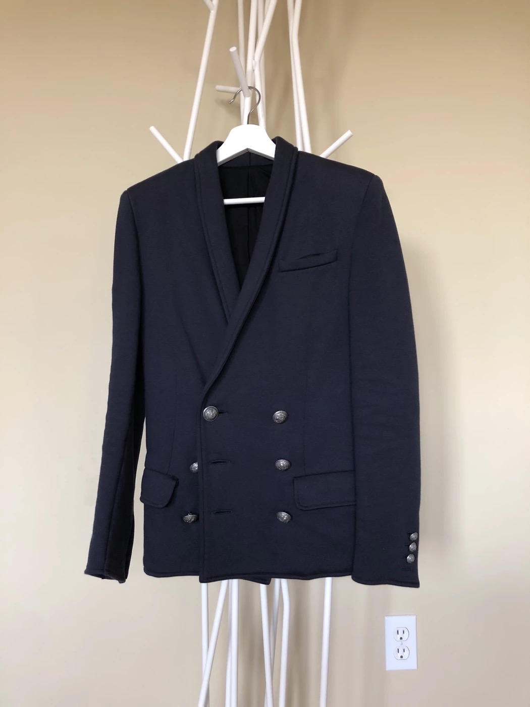 Navy Jersey Double Breasted Blazer - 3