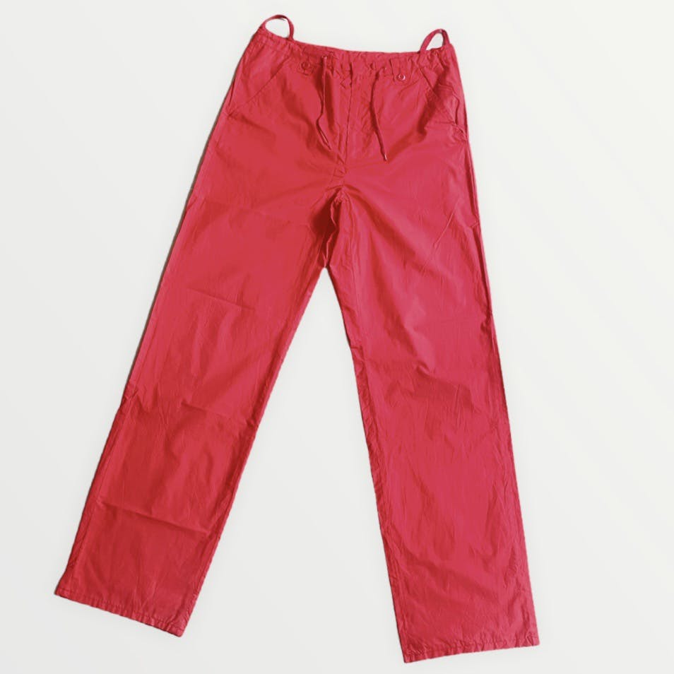 Helmut Lang Archive Red Nylon Drawstring Pants - 1