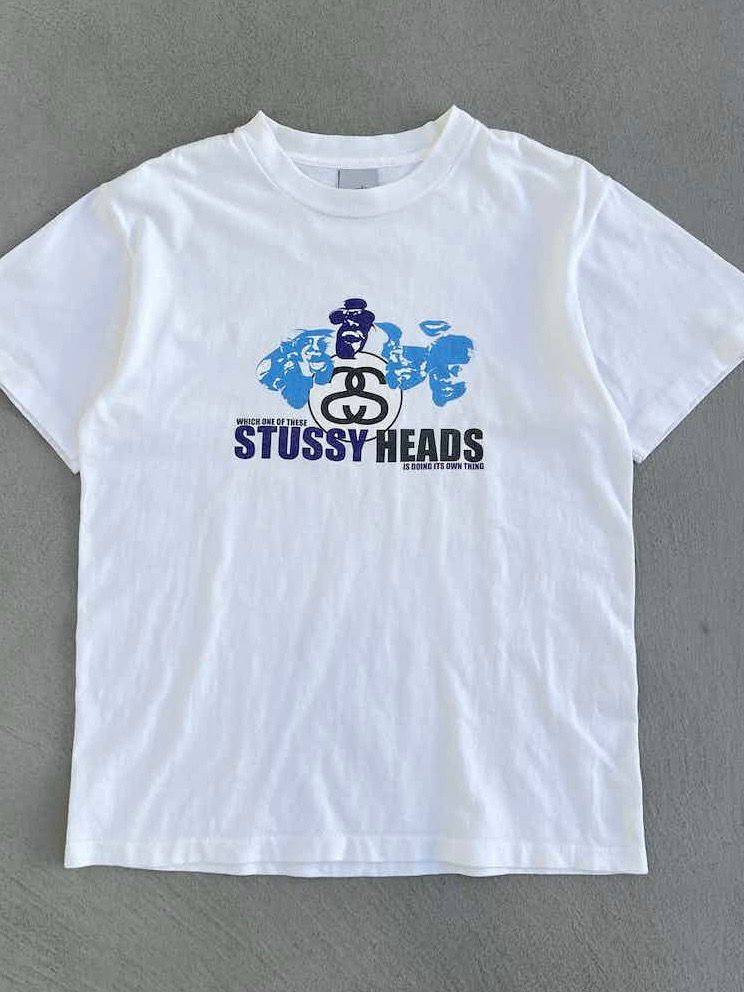 STEAL! Vintage 1990s Stussy Heads Logo Tee (S) - 1