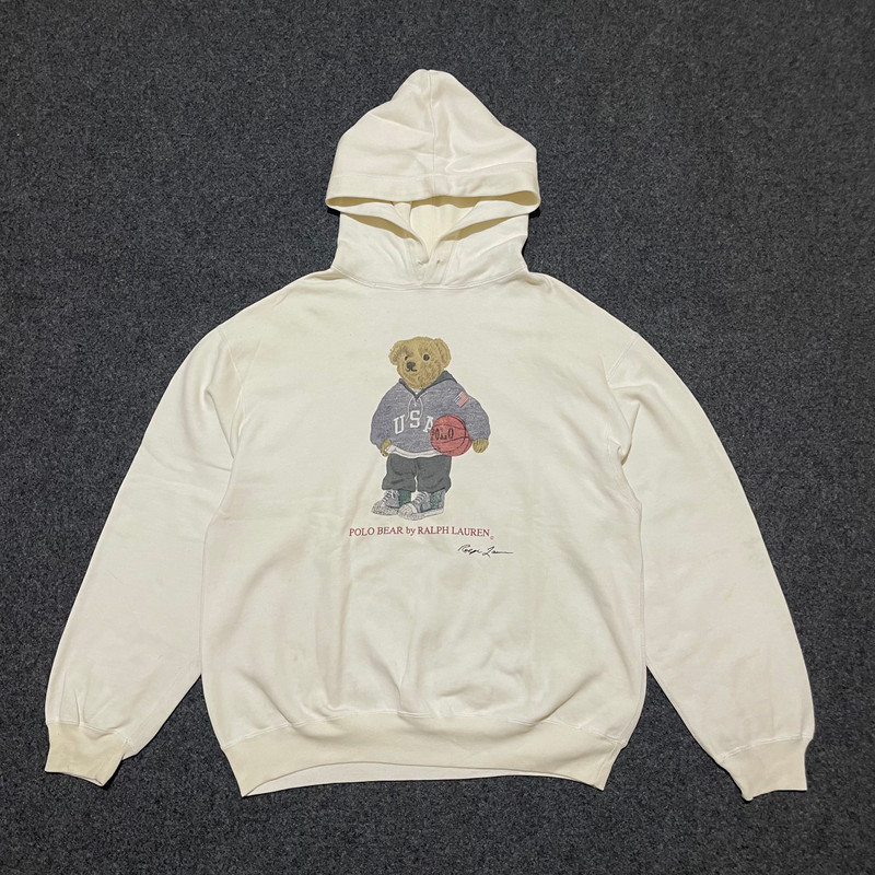 Vintage 90s Polo Ralph Lauren "Basketball" Polo Bear Hoodie - 1
