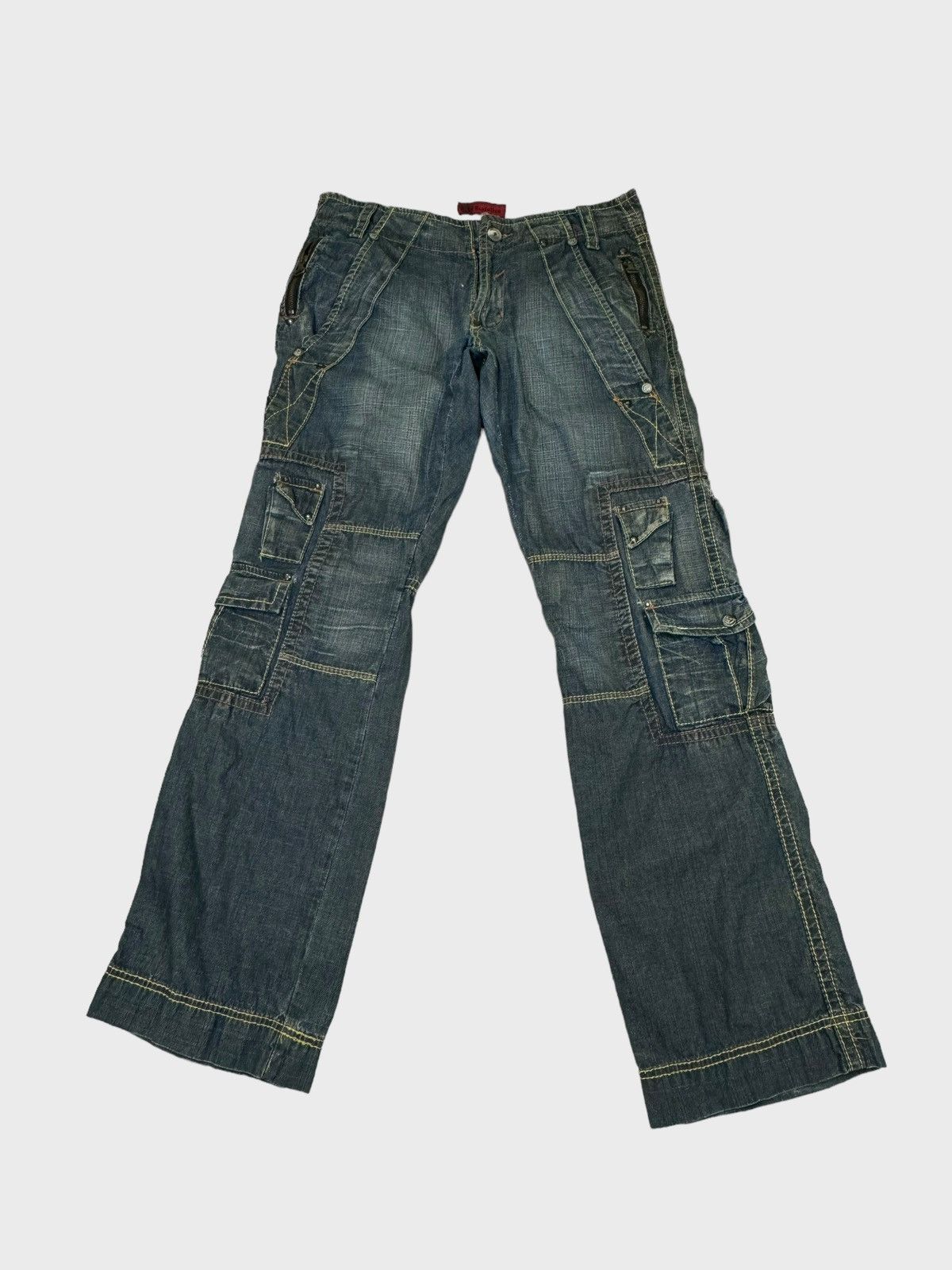 Japanese Brand - EVOLUTION CARGO MULTIPOCKET DISTRESSED DENIM - 1