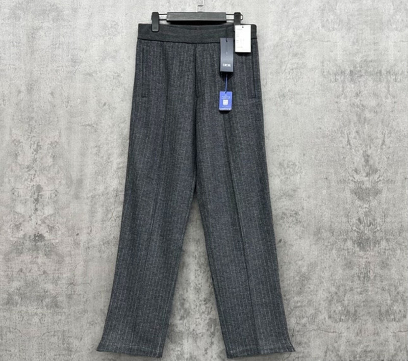 Dior Heavyweight Wool Striped Trousers with Embroidered Logo - 1