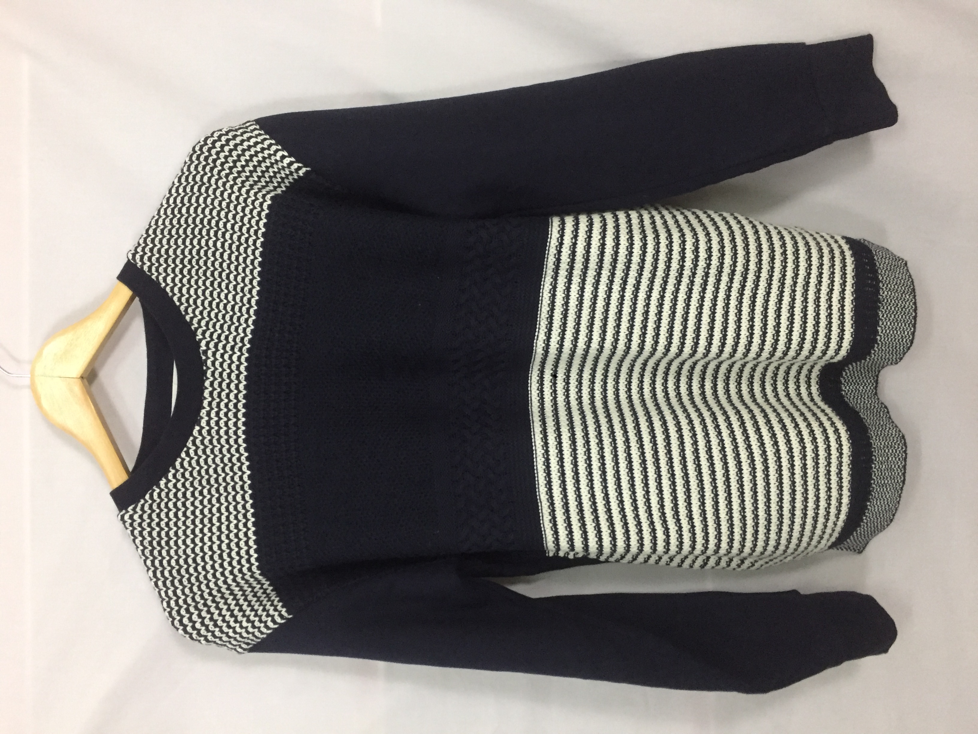 Homespun Knitwear - Ikka Lined Stripe Colorblock Knit Sweater #2071 - 1