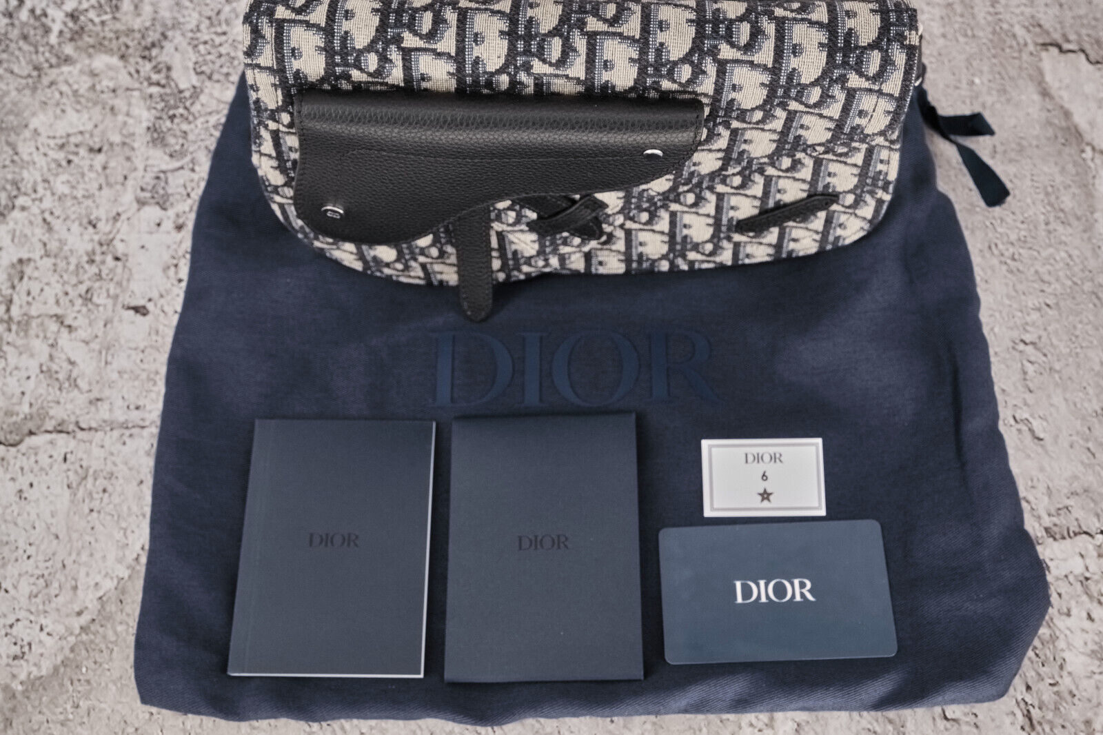 DIOR OBLIQUE CANVAS & LEATHER SADDLE POUCH CROSSBODY BAG - 5