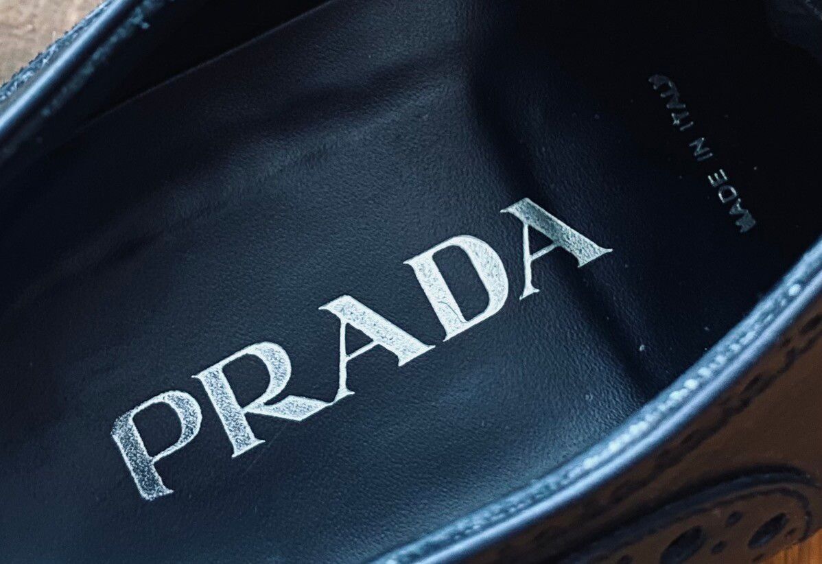 PRADA Leather Oxford Derby Cap Toe Handmade Made In Italy - 9