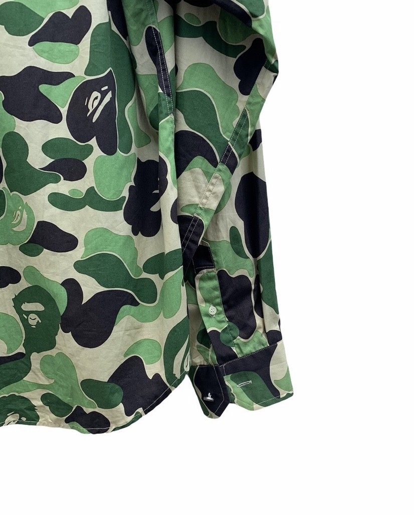 2000 Bape Green Camo Long Sleeve Button Shirt - 4