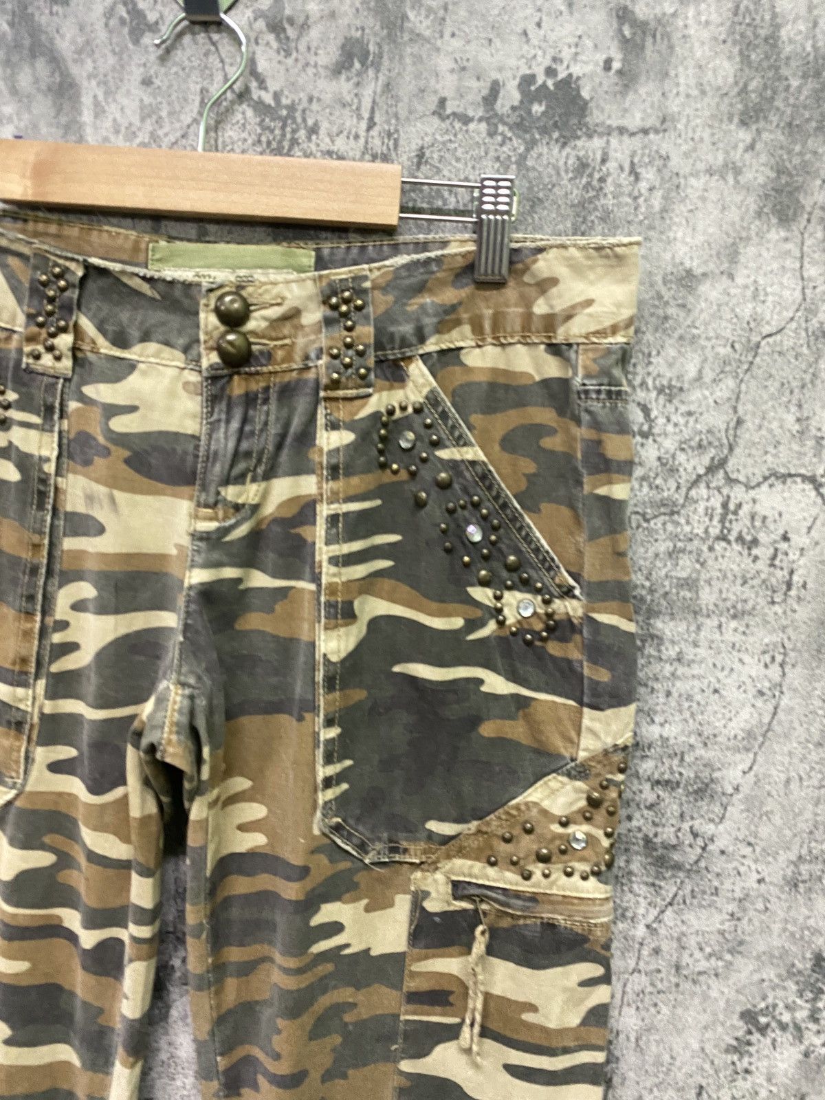 Military - Japan Brand MISS ME Multipocket Low Rise Camo Cargo Pants - 5