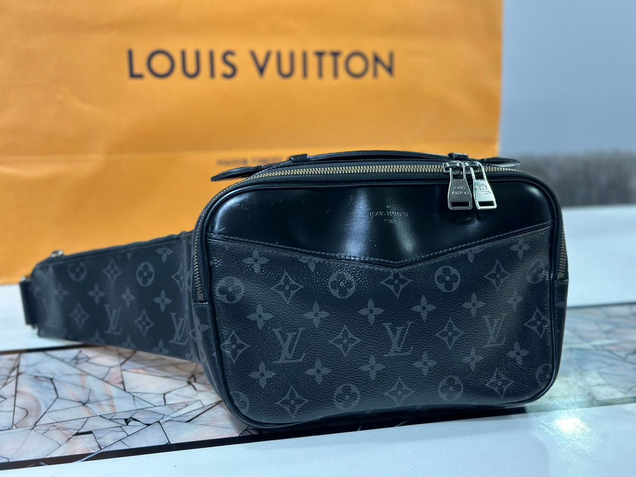 Black Louis Vuitton Monogram Eclipse Explorer Bumbag Belt Bag