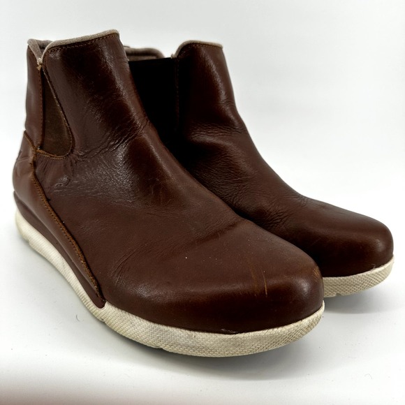 Kuru Luna Chelsea Boots Ankle Pull On Round Toe Leather Walnut Brown US 9.5M - 2