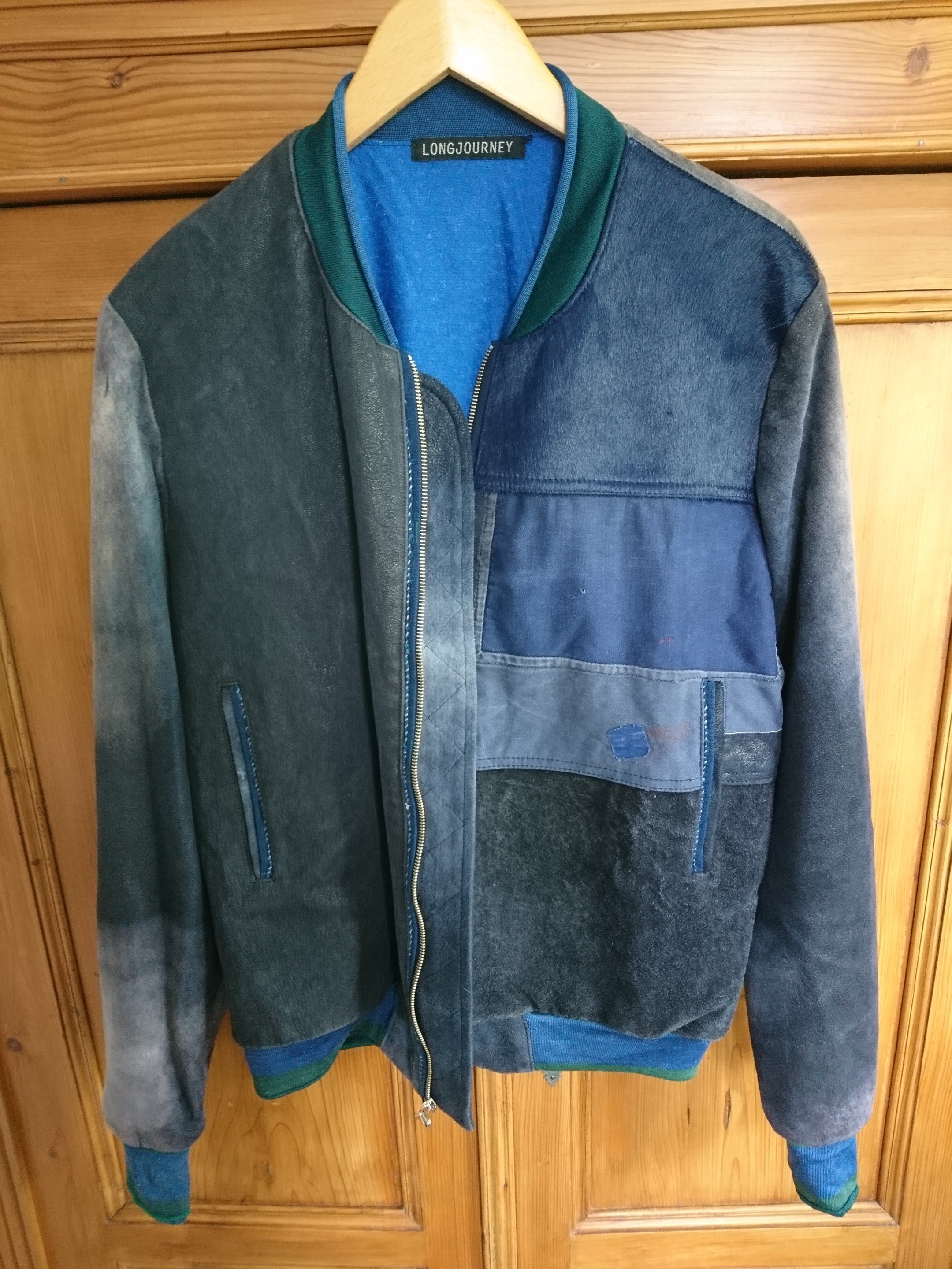 Longjourney - Rare Patchwork Leather Horsehair Cotton Bomber Jacket S M L - 1