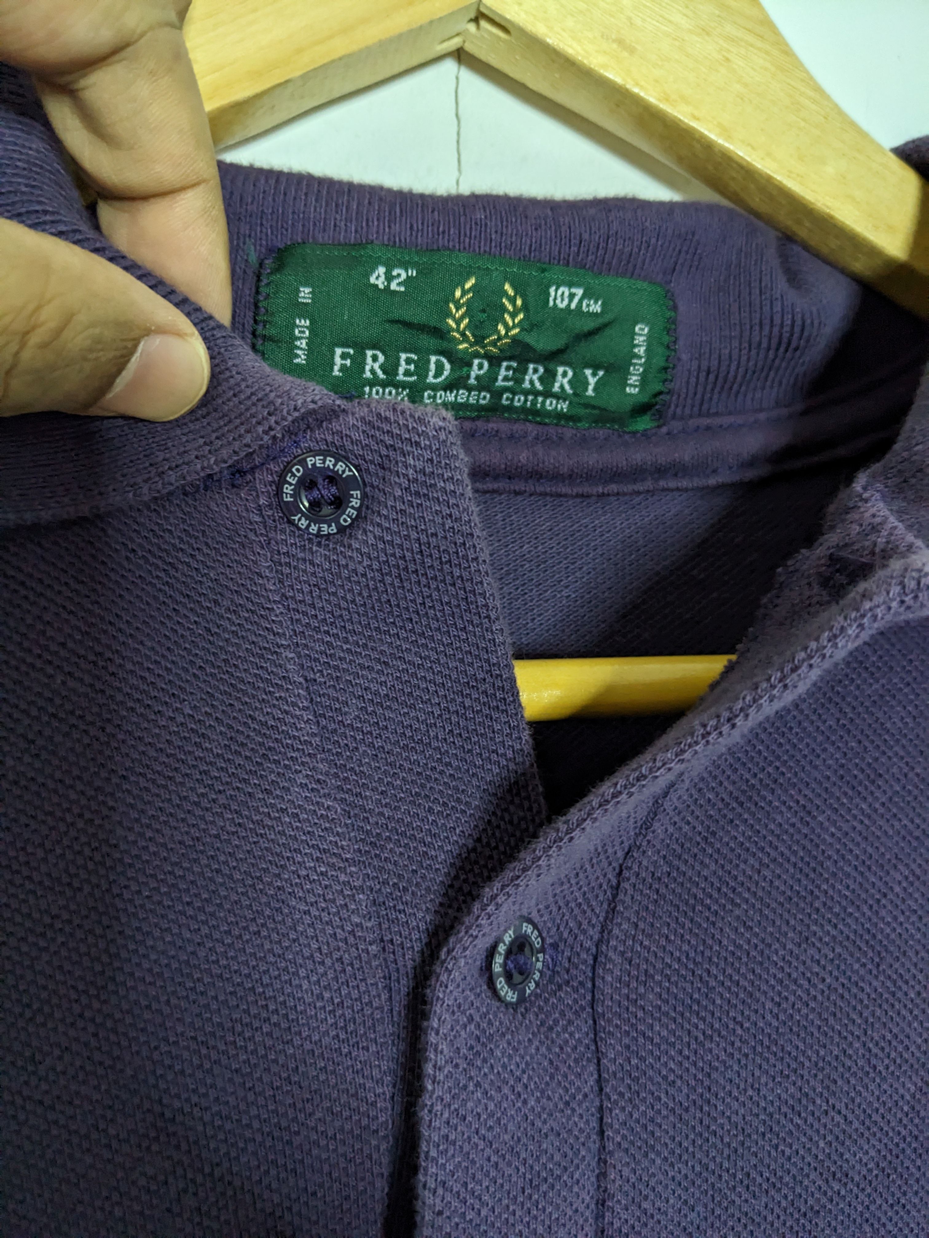 Vintage Fred Perry Purple Polo Shirt England Embroidery Logo - 5