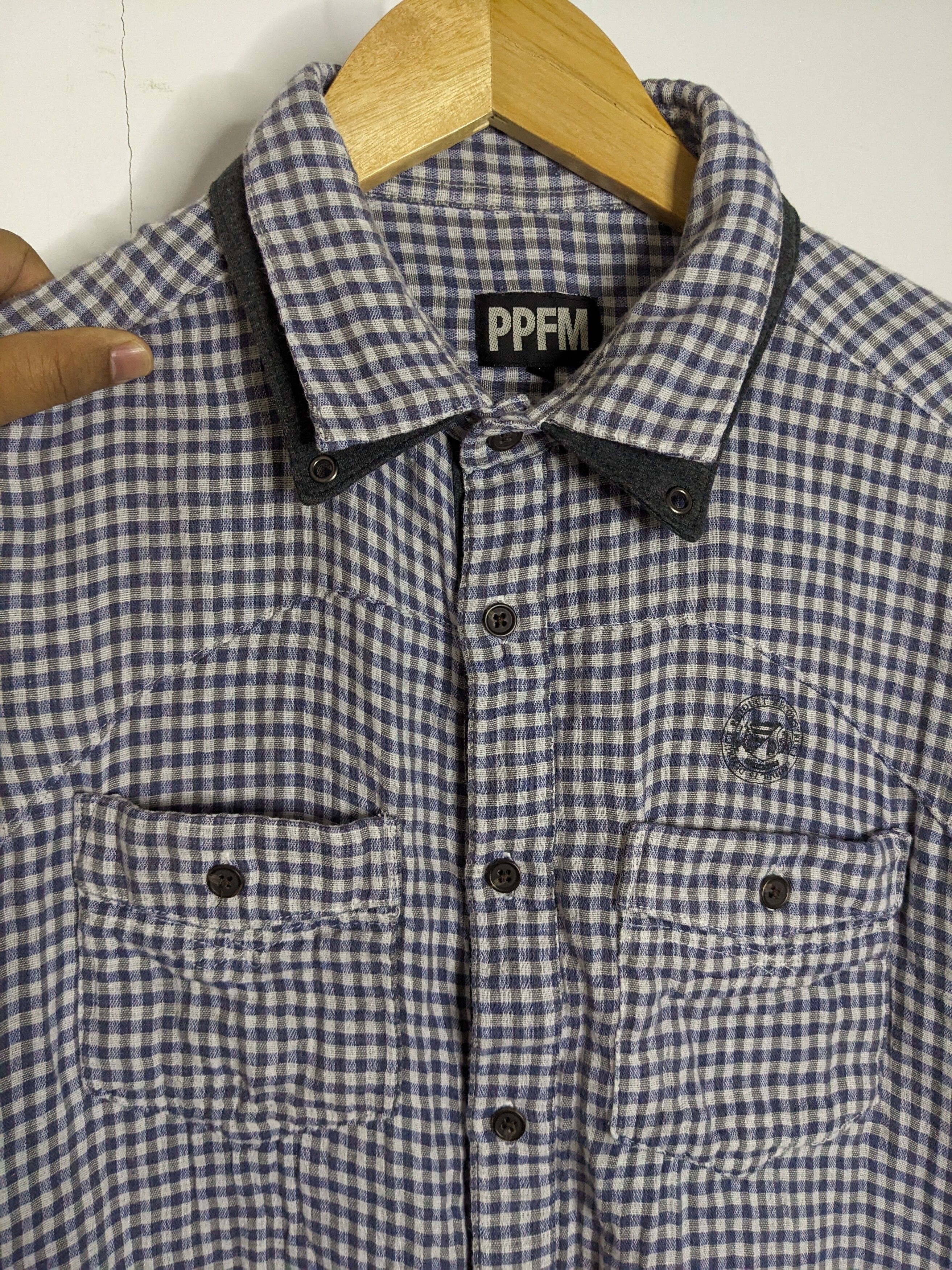 Japanese Brand - PPFM Eastern Rock Reconstruct Double Collar Shirt M Japan. - 4