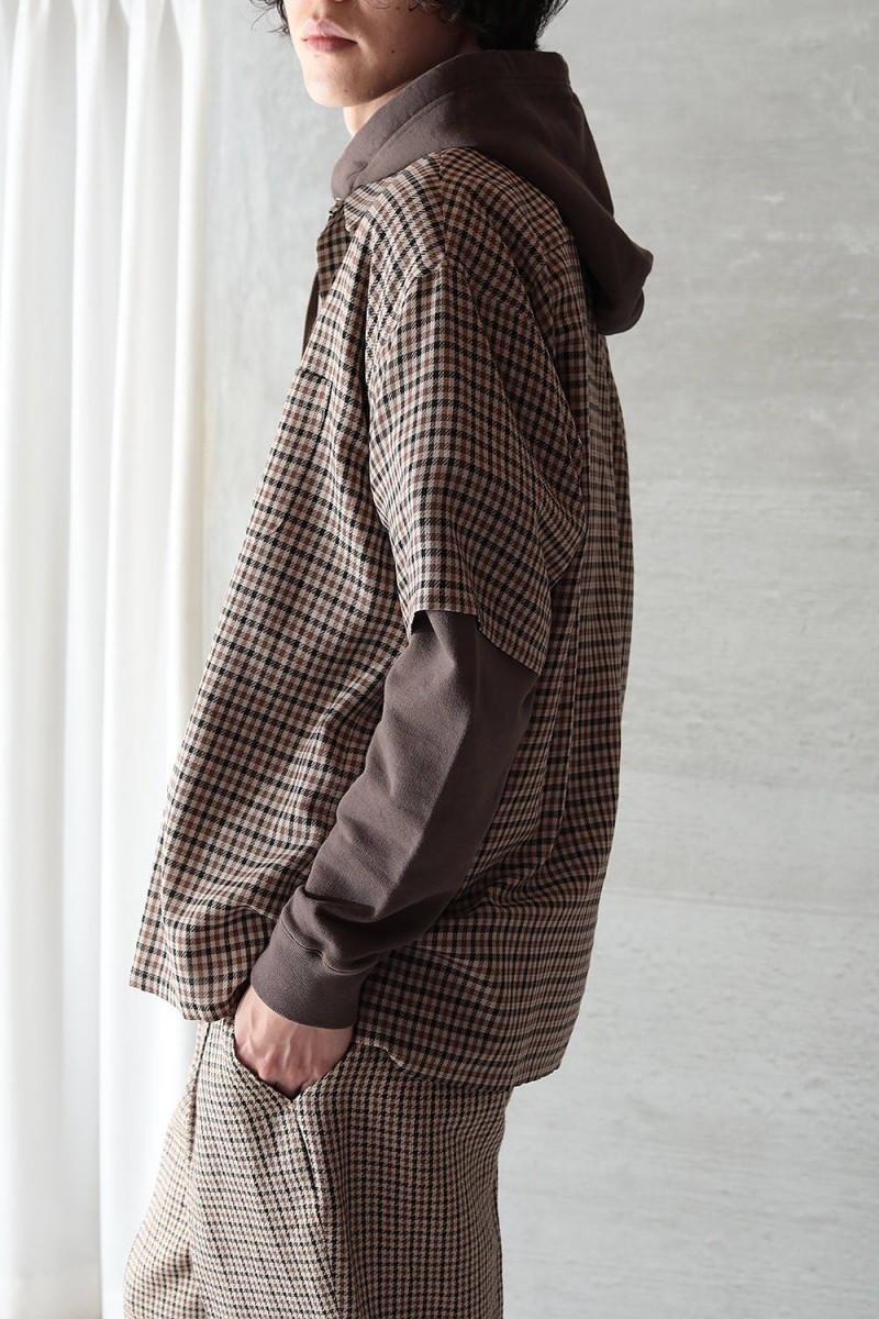 Vainl Archive - beige gunclub wool short sleeve shirt L 20ss - 11