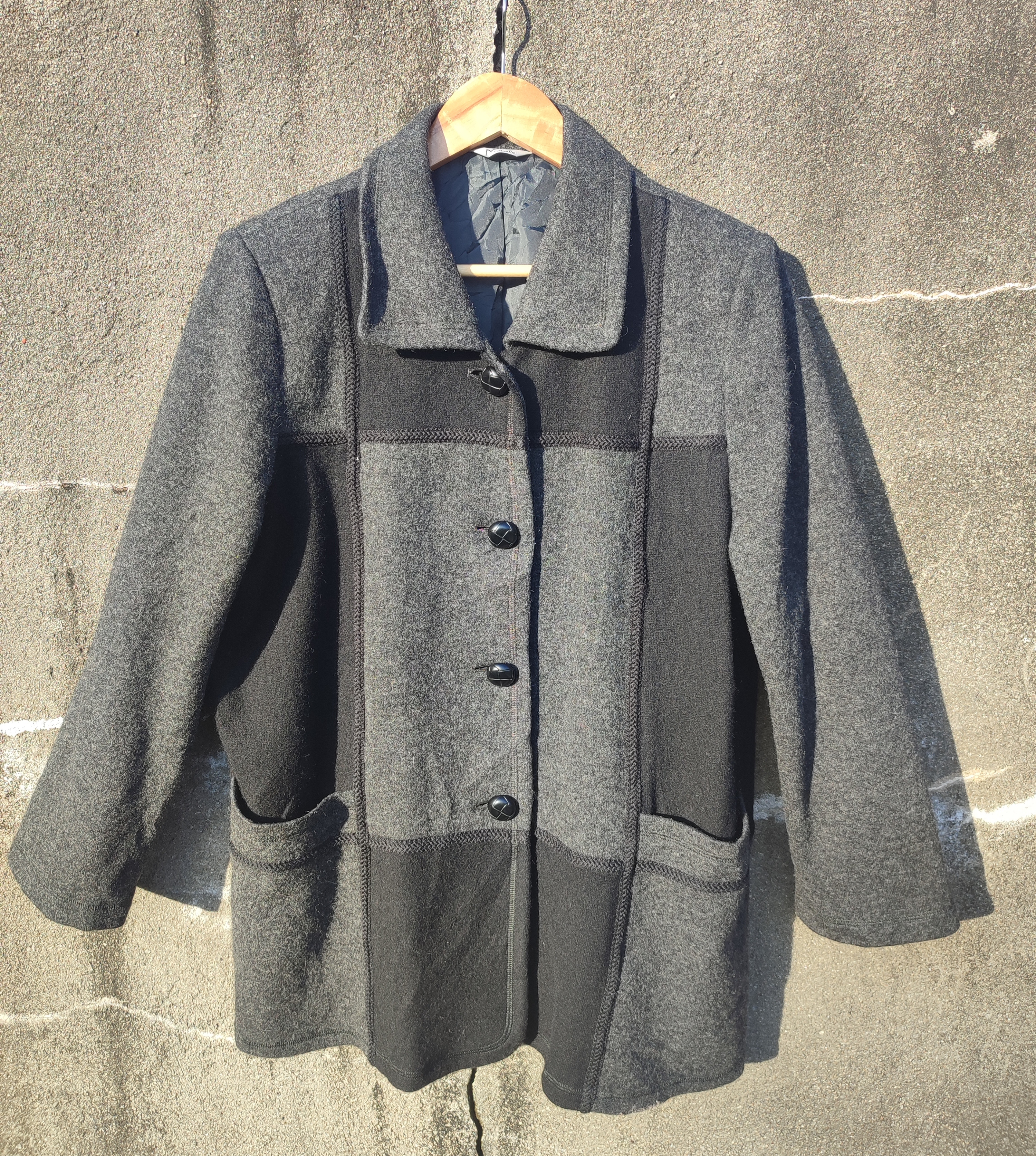 Designer - Japanese Brand NoBile Black/Grey Wool Light Jacket - 1