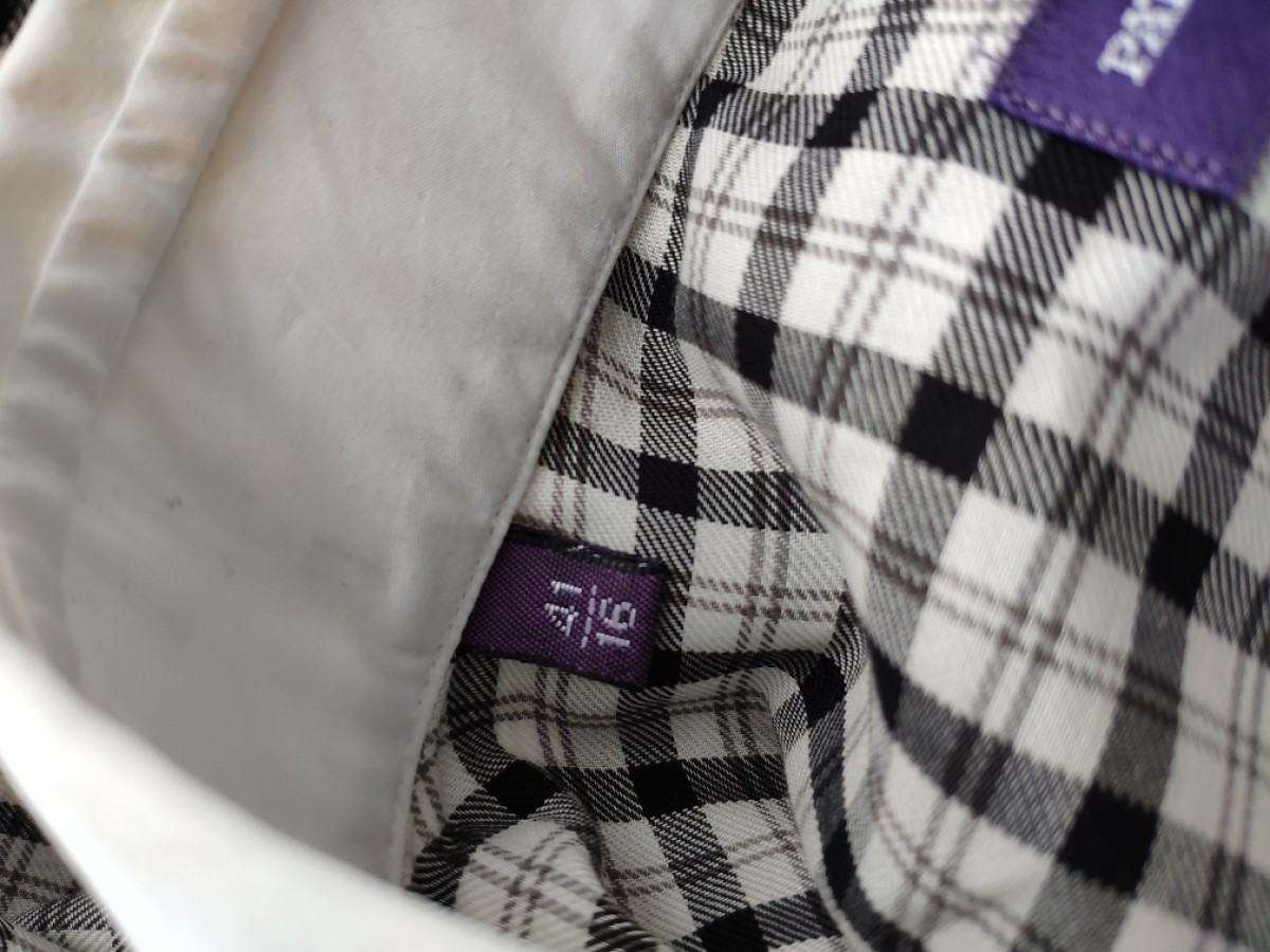 Patrick Hellmann Collection - NEW ! Collar pin & bar plaid shirt.Like Comme des Garcons - 6