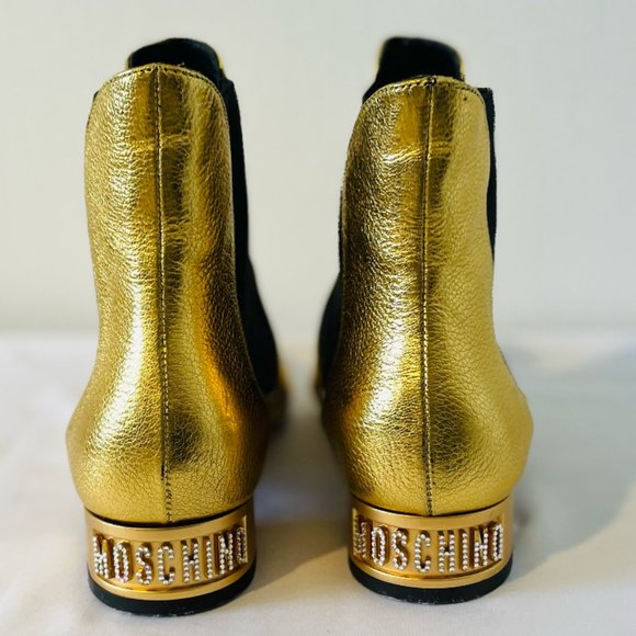 MOSCHINO Metallic Leather Chelsea Boots - 3