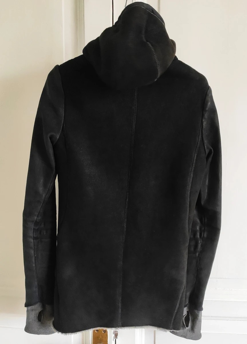 Mixed leather/shearling hooded coat.like Rick Owens - 3