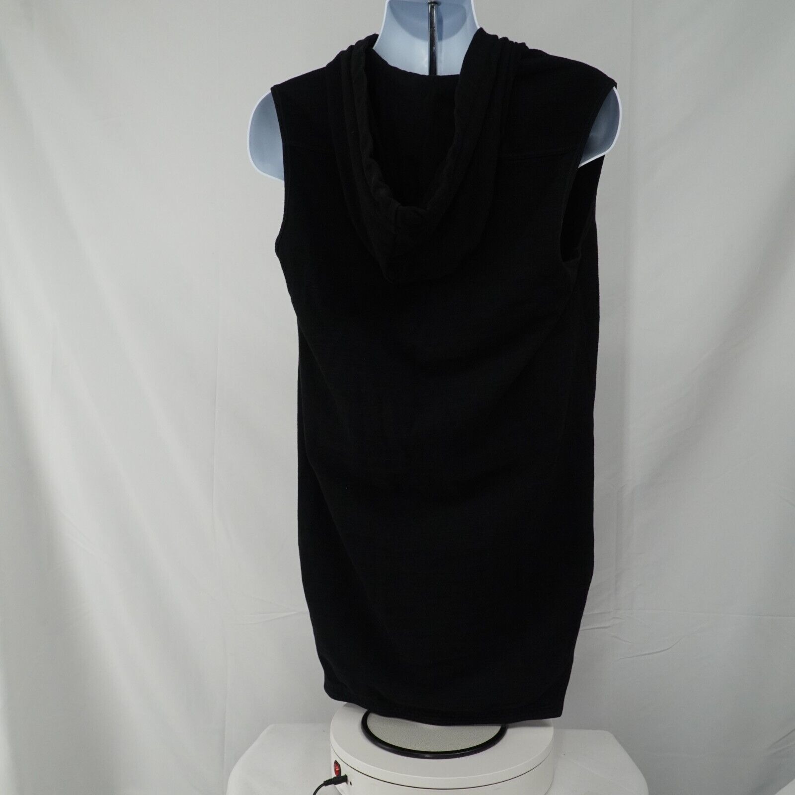 Black Zip Up Sleeveless Jacket Hoodie Cotton - Medium - 15