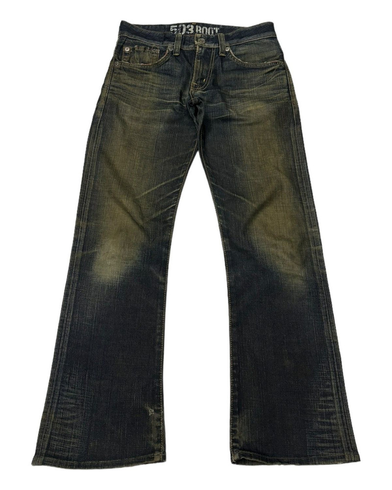 FLARED🔥EDWIN 503 MUD WASH BOOTCUT WAXED DENIM JEANS - 1