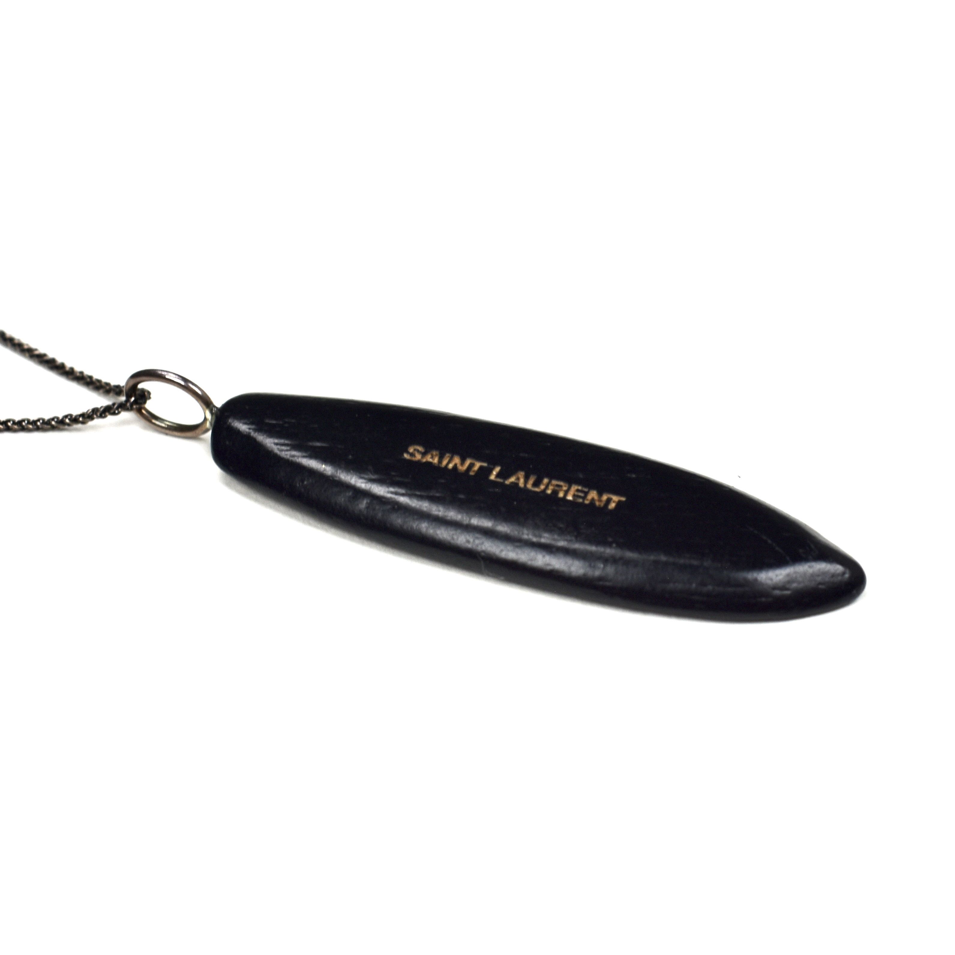 Saint Laurent Wooden Surfboard Logo Pendant Chain Necklace - 4