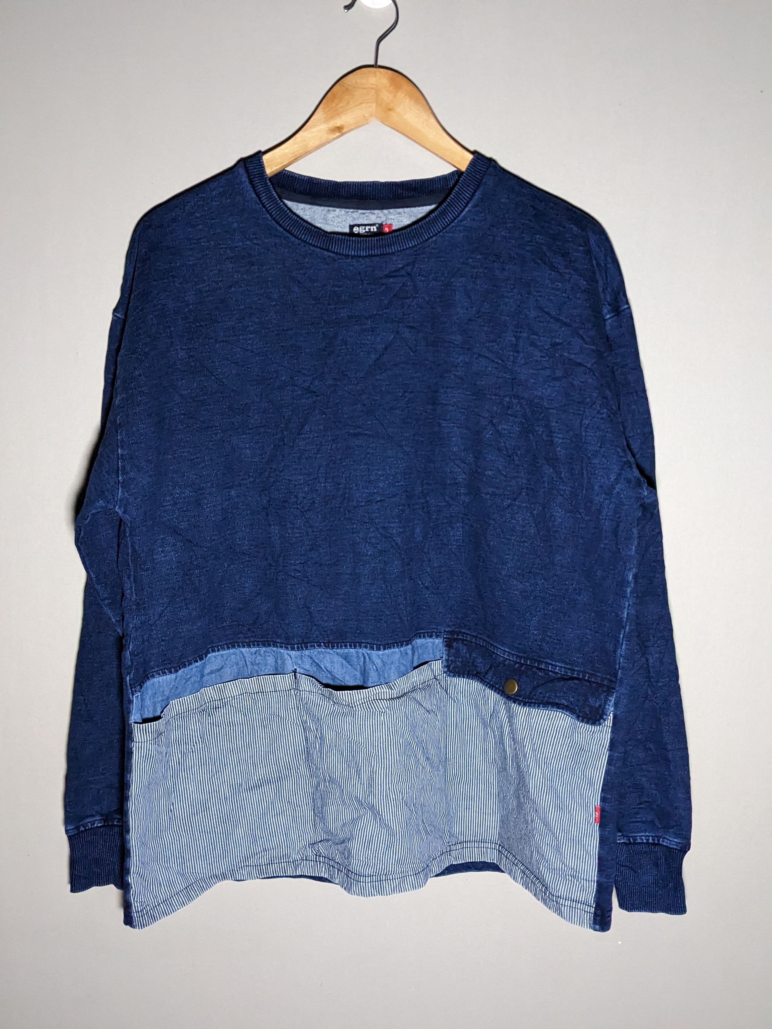 Streetwear - Grn Tokyo Multi Pocket Hickory Denim Blue Sweatshirt - 1