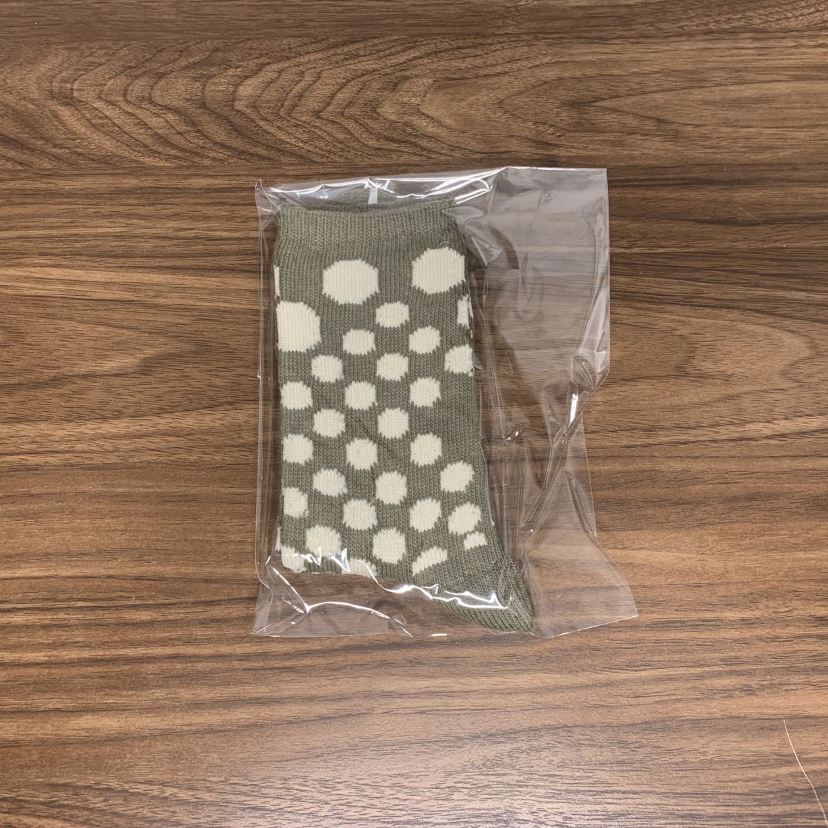 96 Asymmetric Green Khaki Dot Socks (1 Pair) - 3