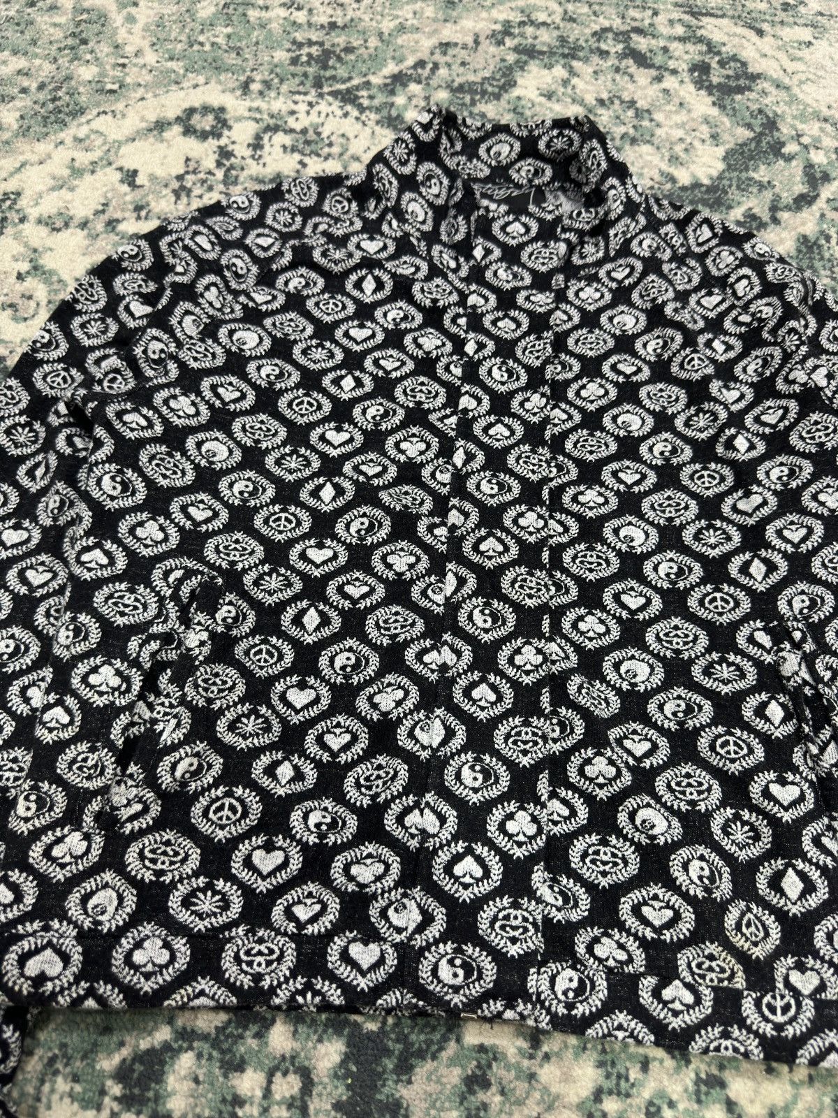 Stüssy Ol Yin Yang Black Jade Towel Zipper Jacket - 5