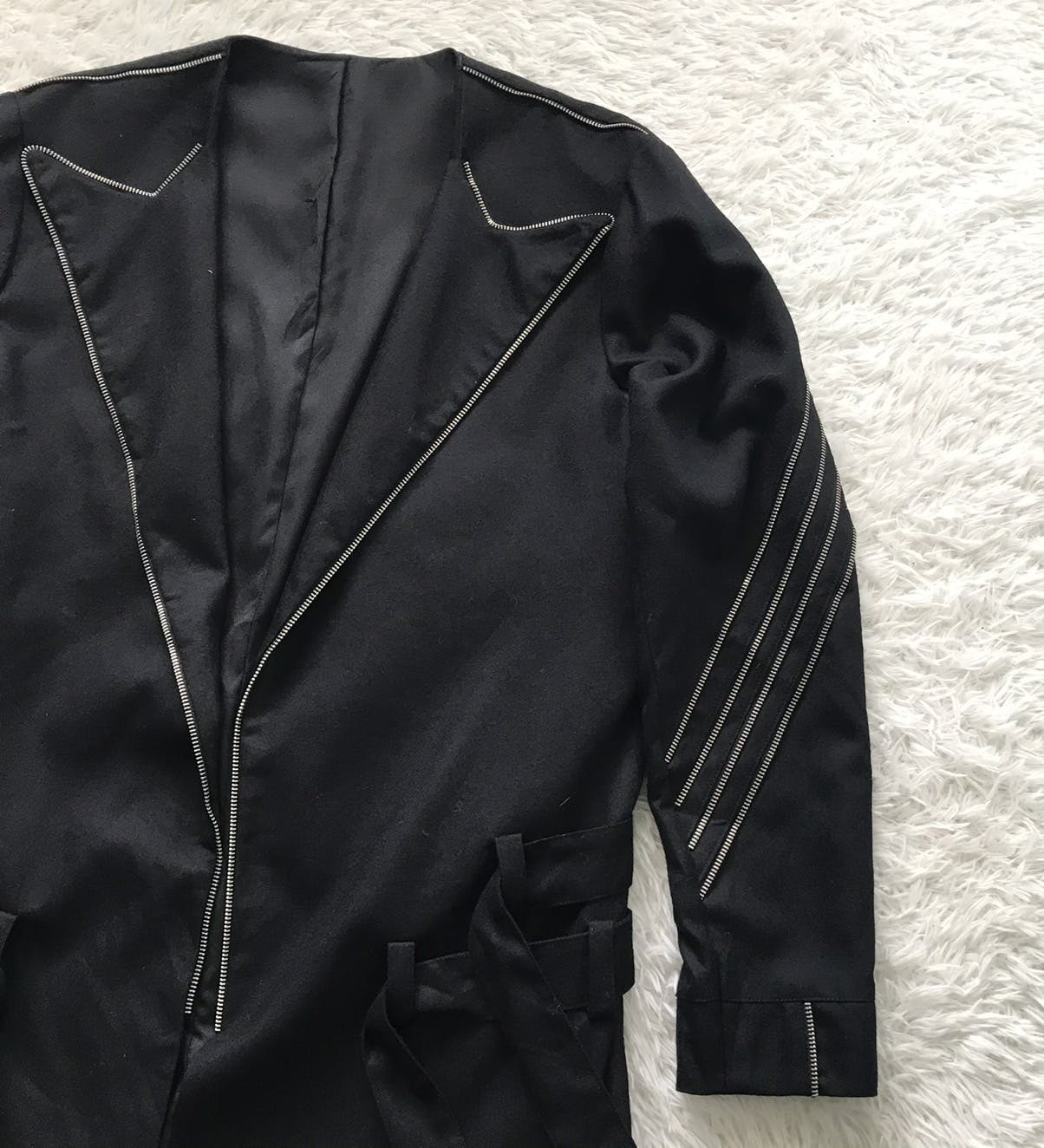 Custom - 💥Rare Goth Punk Bondage Belt Long Coat Jacket Zip Railing - 11