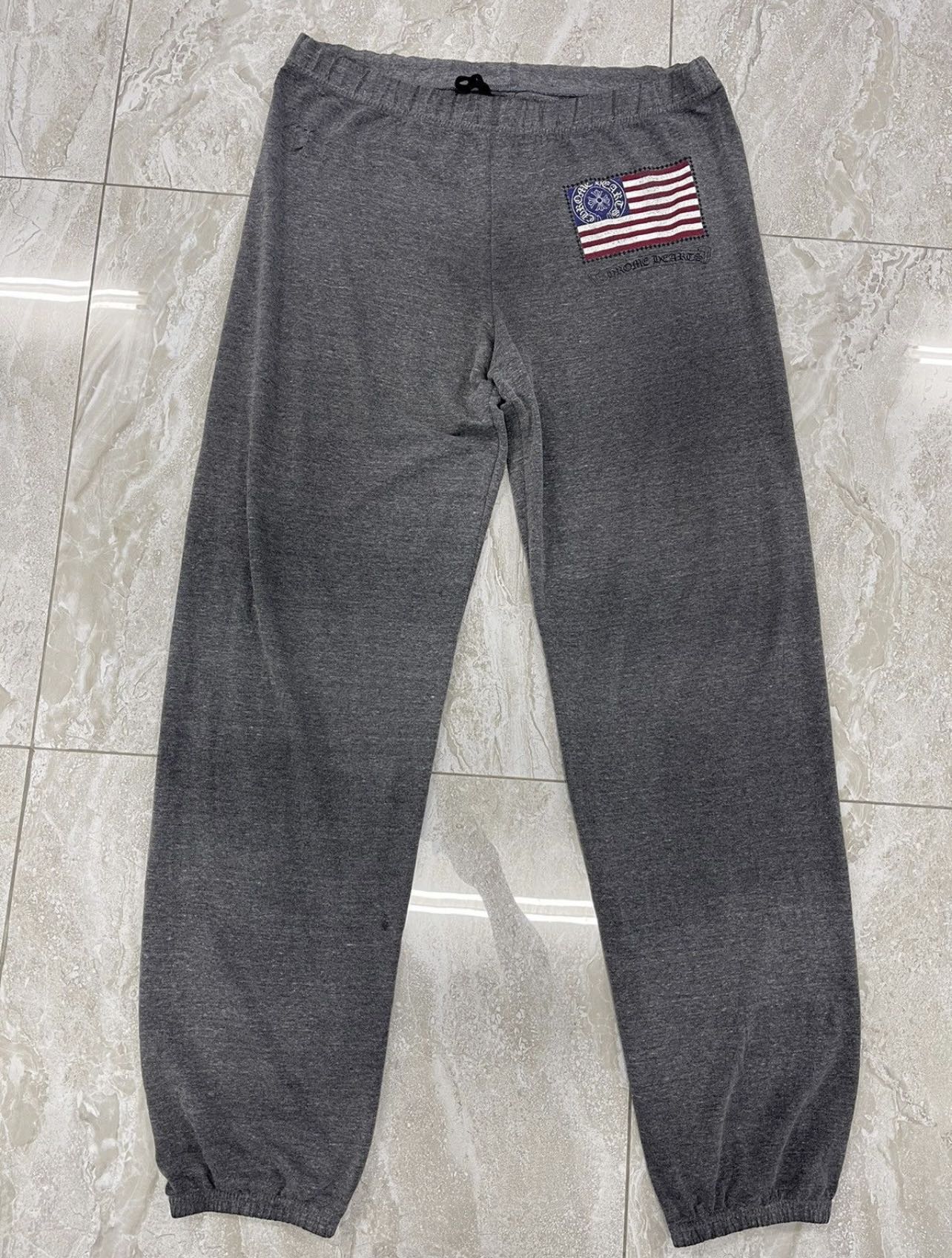 VINTAGE CHROME HEART SWEATPANT AMERICAN FLAG  HORSESHOE LOGO JOGGERS - 1