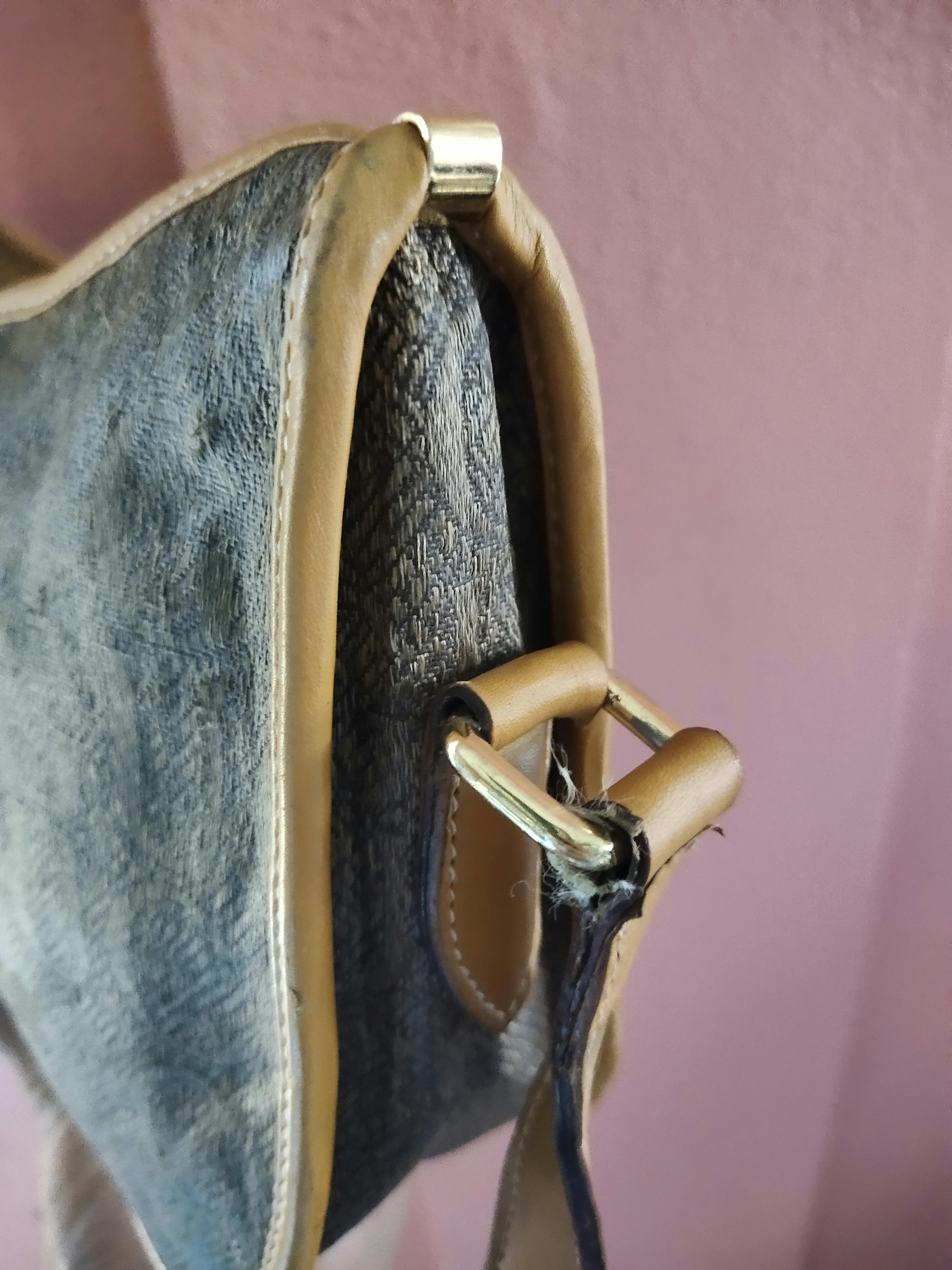 Vintage gucci canvas x leather satchel bag - 13