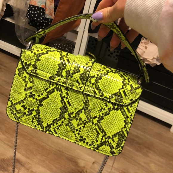 Zara Neon Animal Reptile Snake Print Mini City Bag - 9