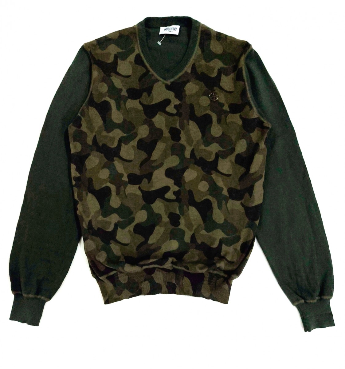 RARE! MOSCHINO TEEN WOODLAND CAMO SWEATER - 1