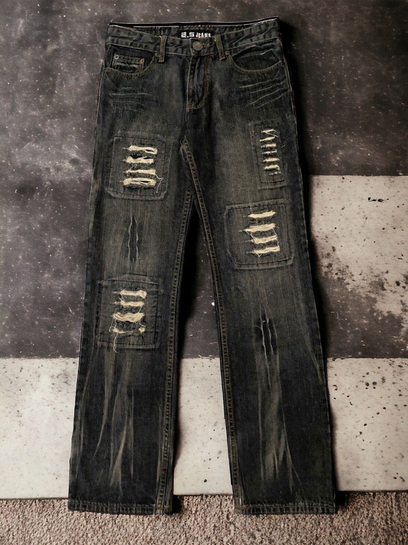 Men Jean AS Japan Art Distressed Whisker Washed Straight Cut - 1