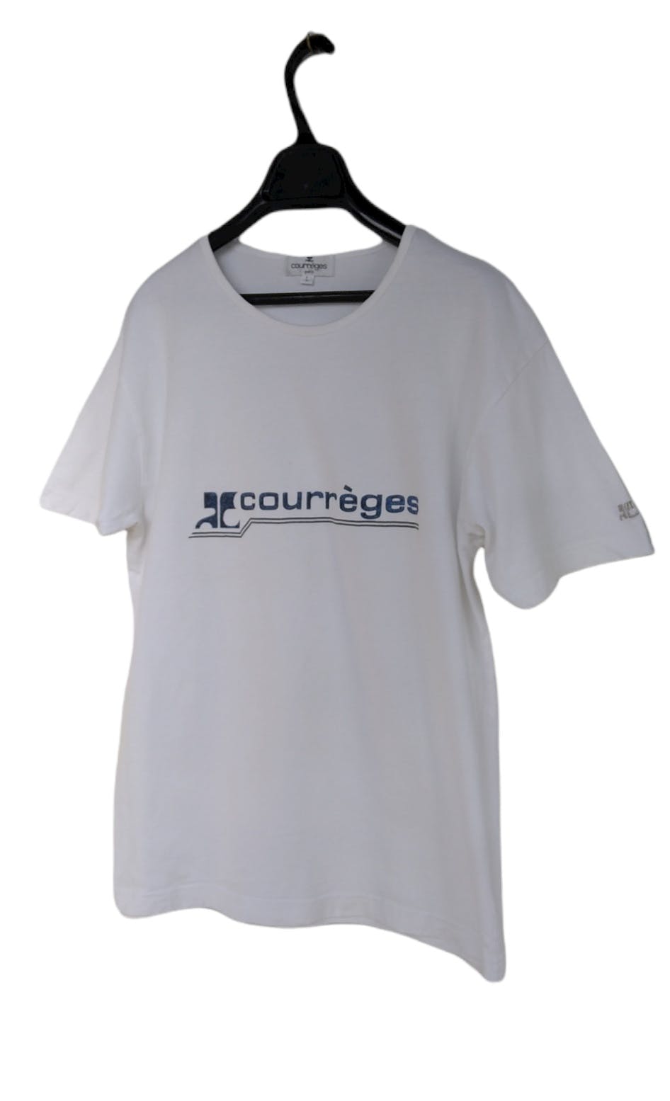 Vintage Courreges Spell Out Logo White Tee - 2