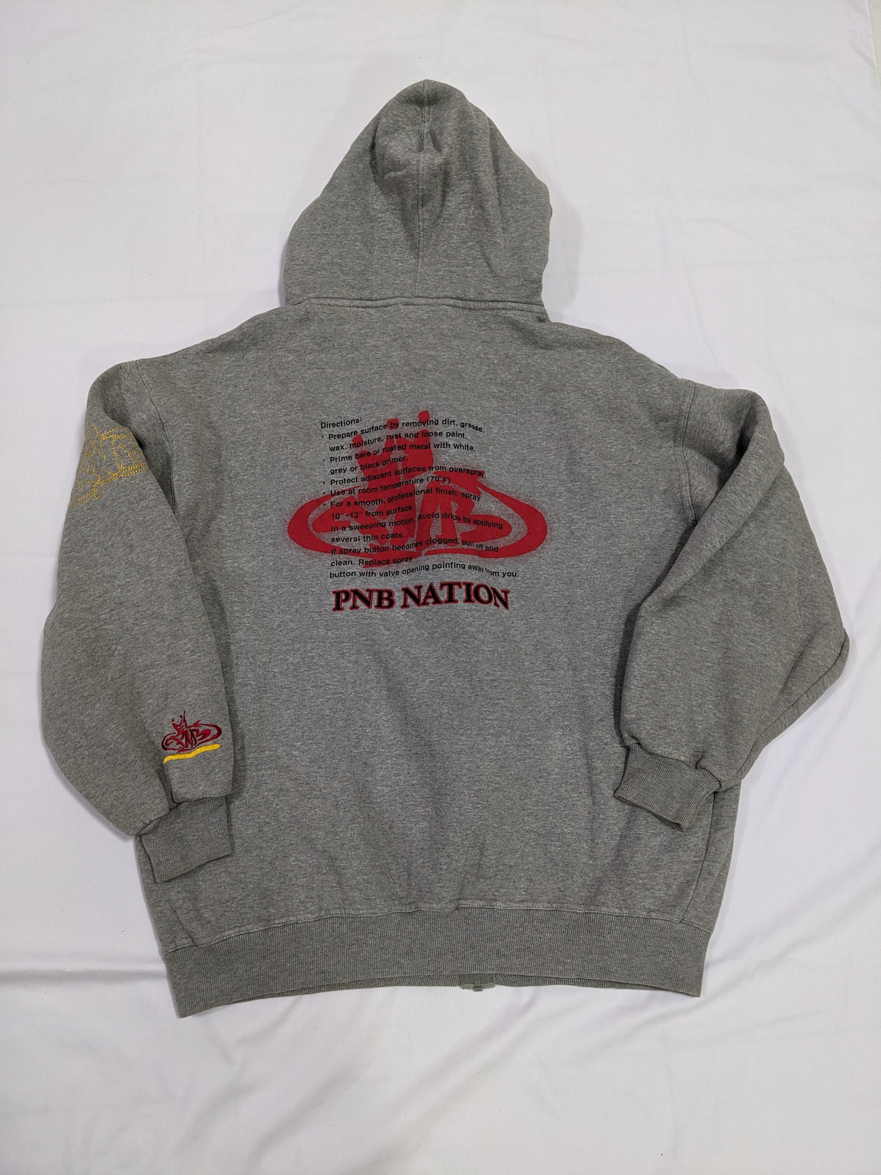 Vintage - PNB NATION Hip Hop Graffiti Gray Hooded Zip Up Jacket - 2