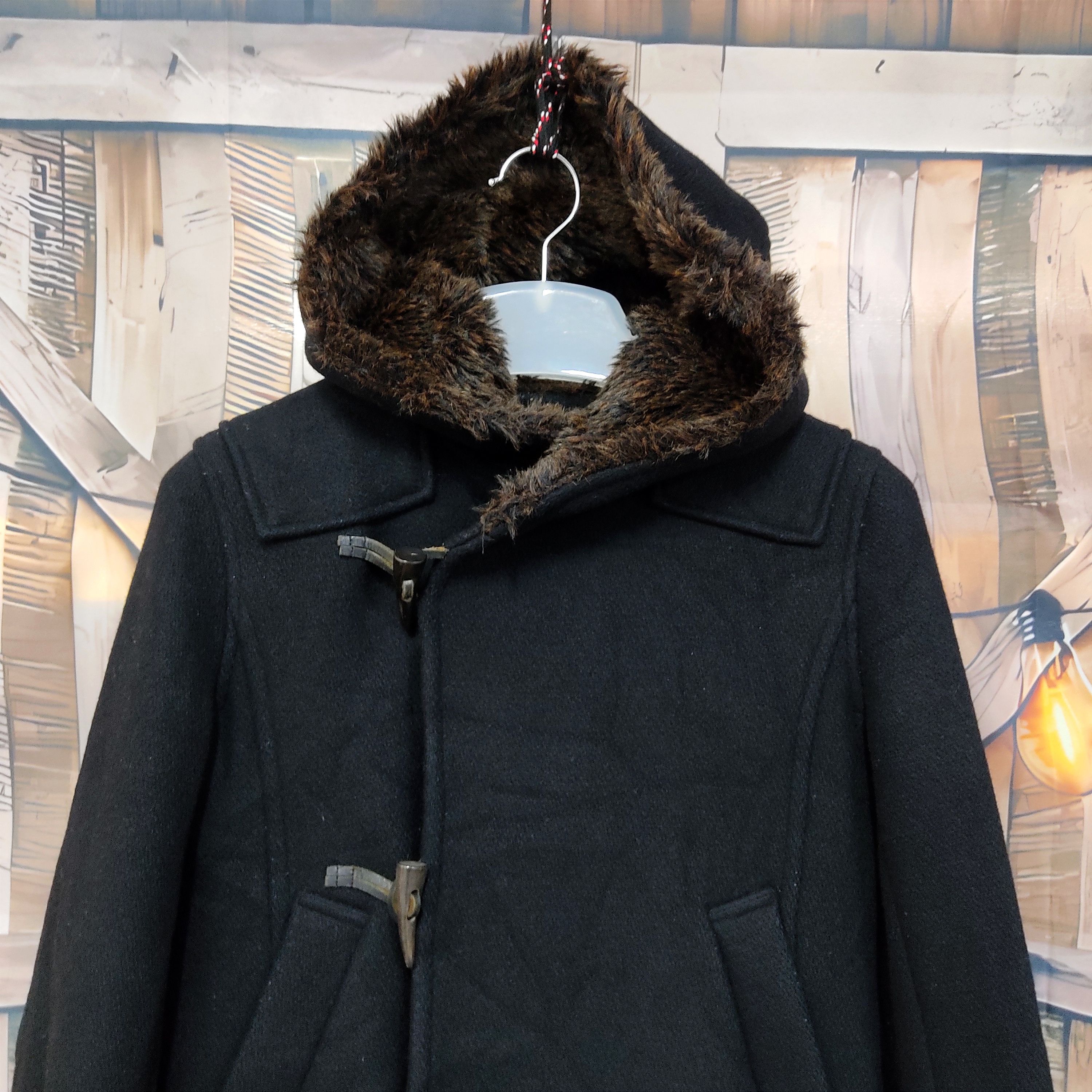SUNAO KUWAHARA Fur Hooded Wool Duffle Jacket - 2
