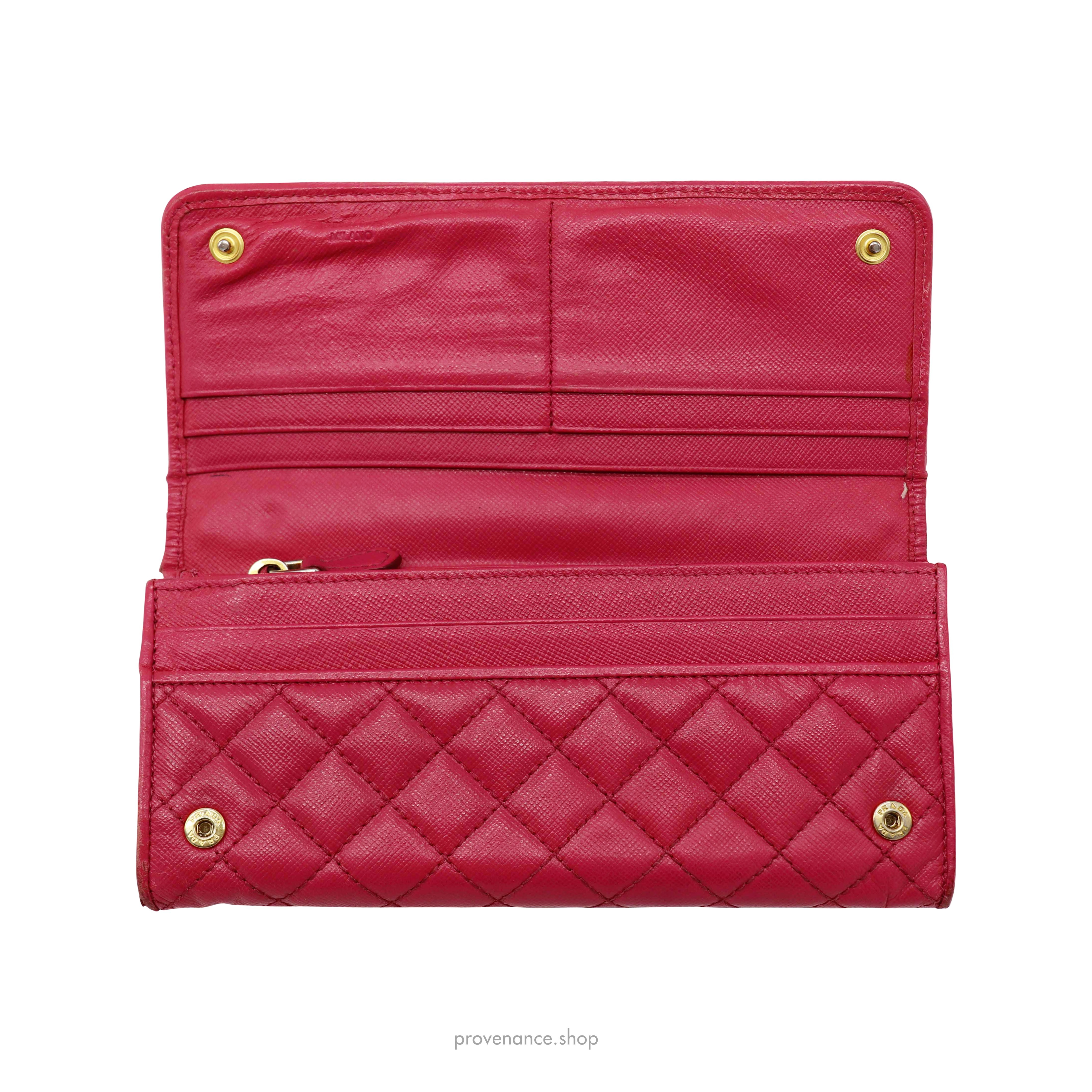 Prada Long Wallet - Pink Quilted Saffiano Leather - 6