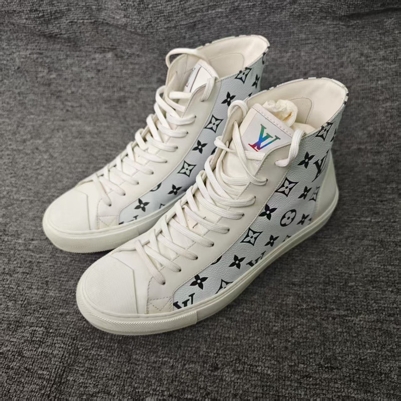 Louis Vuitton white high-top all-over print sneakers - 1