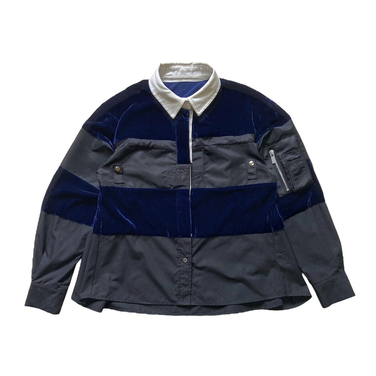 Sacai Combined Rugby Collar Velvet Cotton Bomber Jacket - 1