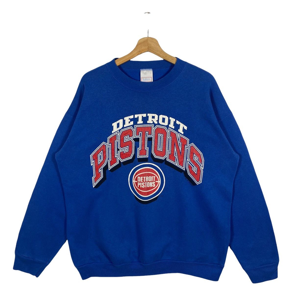 Vintage 80s Detroit Pistons Sweatshirt XL Size Blue Colour - 1