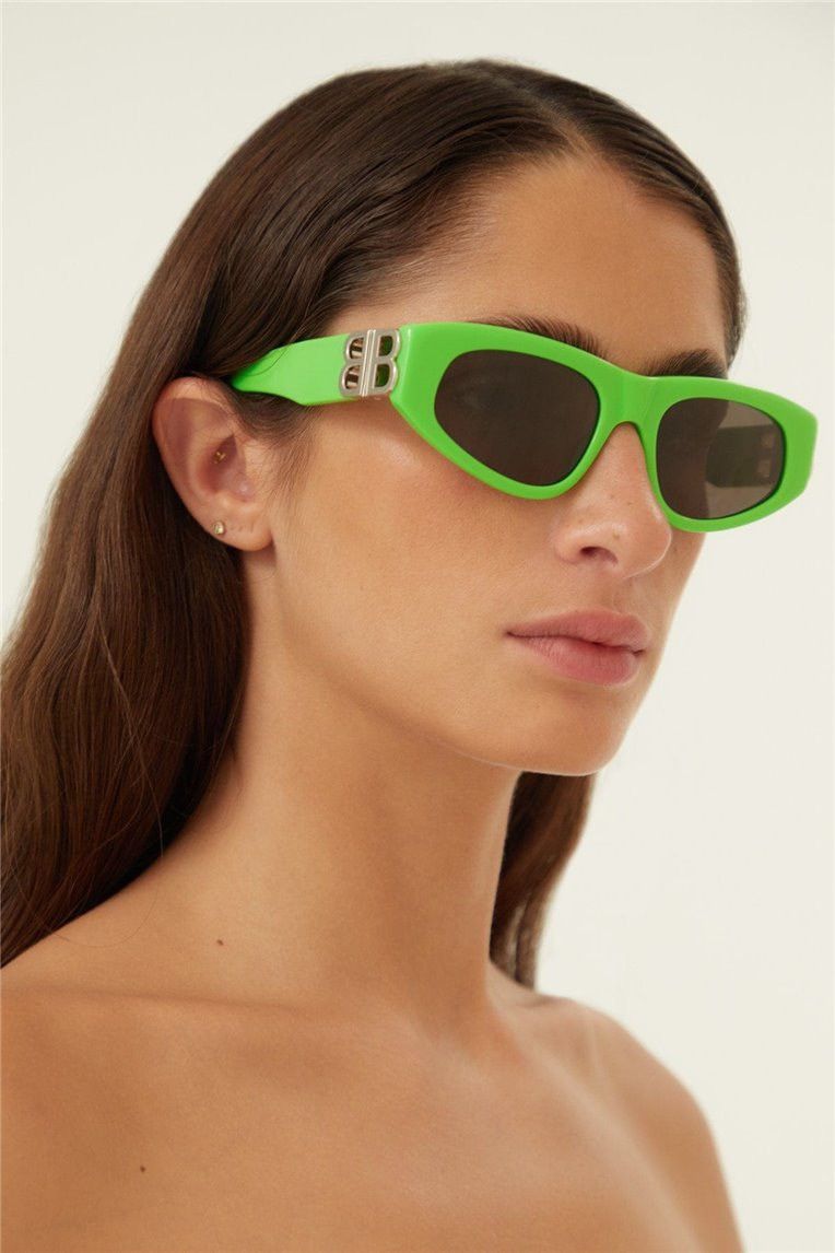 NEW BALENCIAGA BB0095S 009 OVAL GREEN GREY WOMEN SUNGLASSES - 8