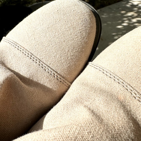 Sorel Major Low Cut Ankle Boots Almond Toe Side Zip Logo Canvas Cream 9 - 7