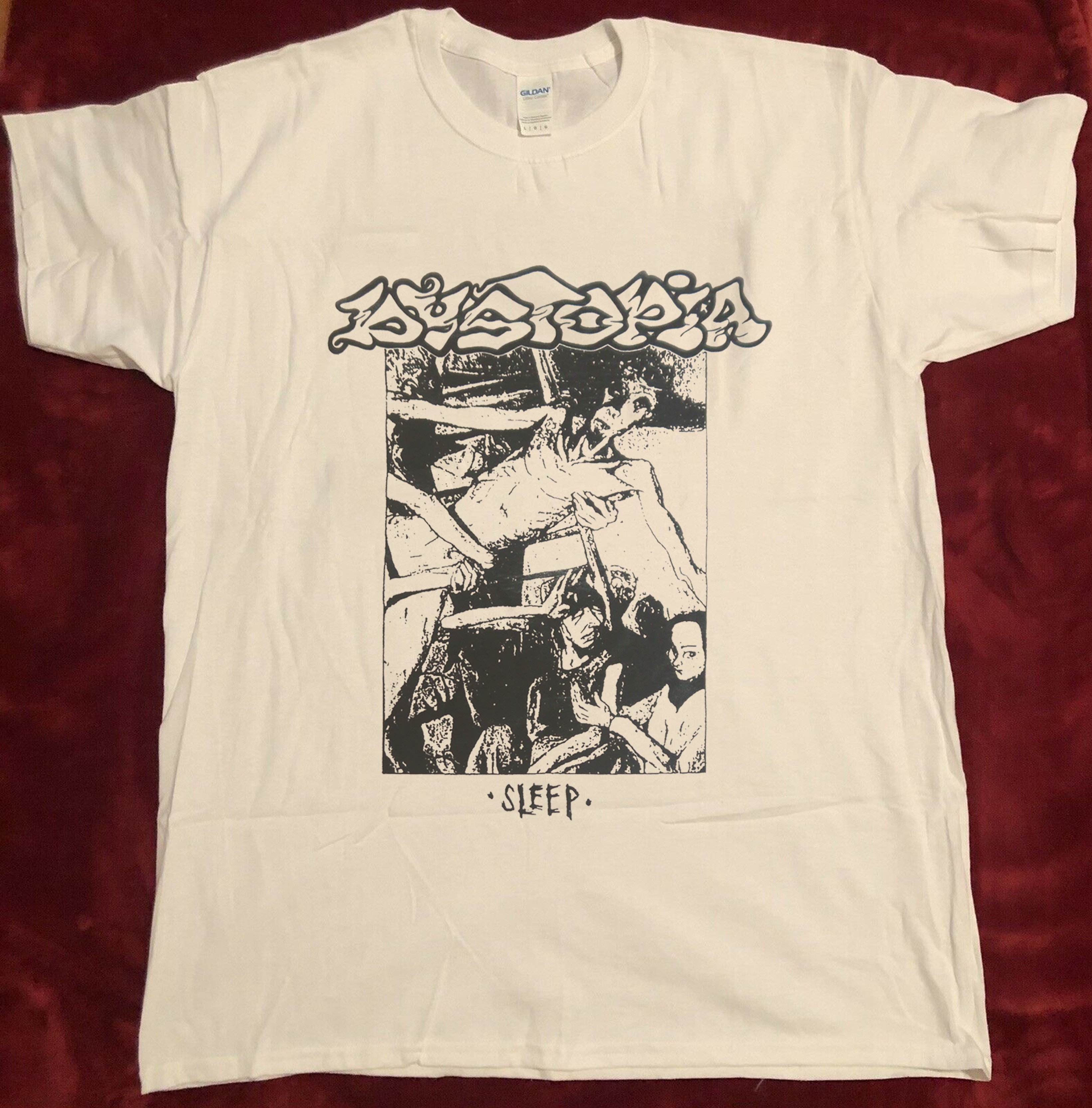 Dystopia Sleep White Tee Shirt Vtg Style - 1