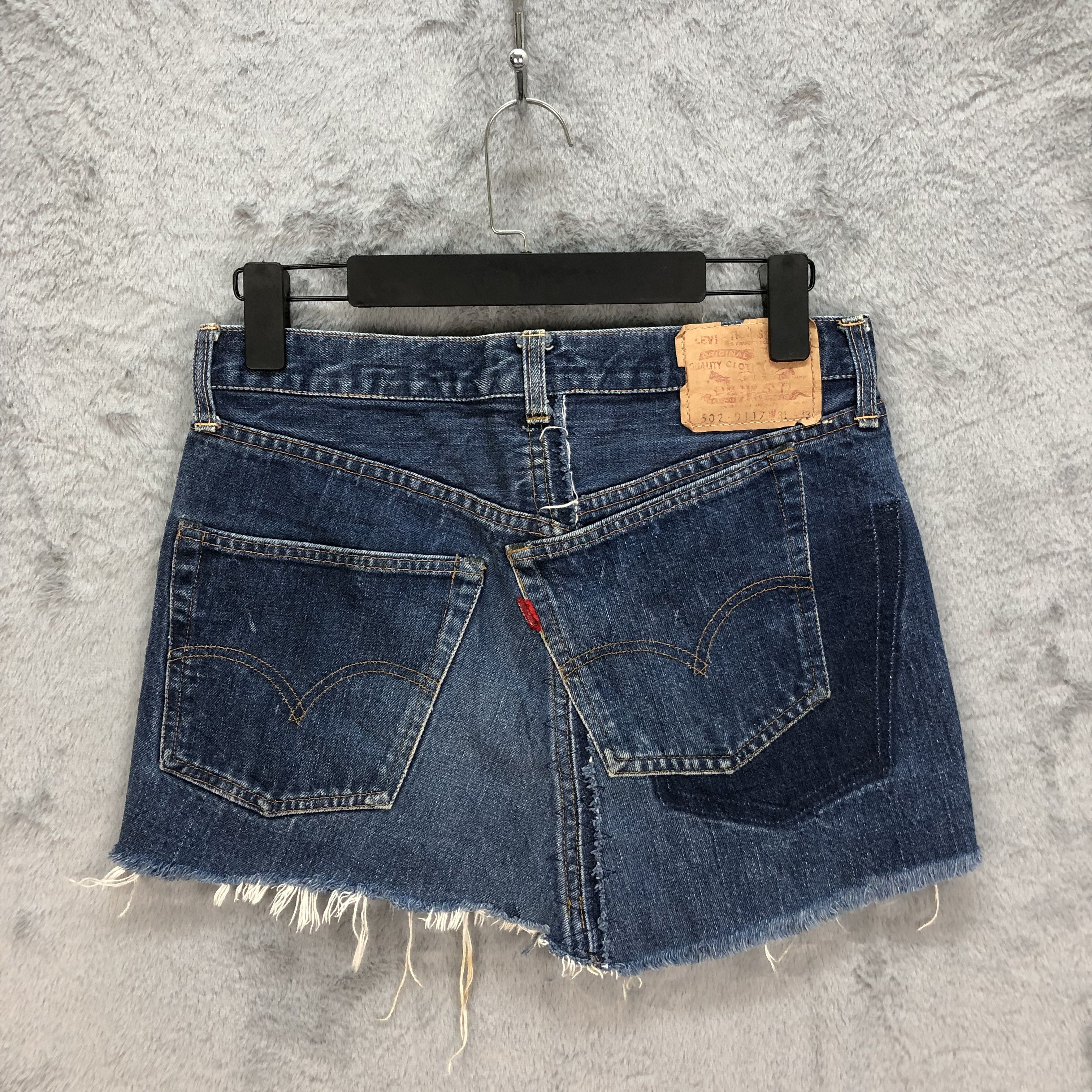 Custom - TRASHED LEVIS 502 BIG E JEANS MINI SKIRT BUTTON 8 #5082-40 - 8