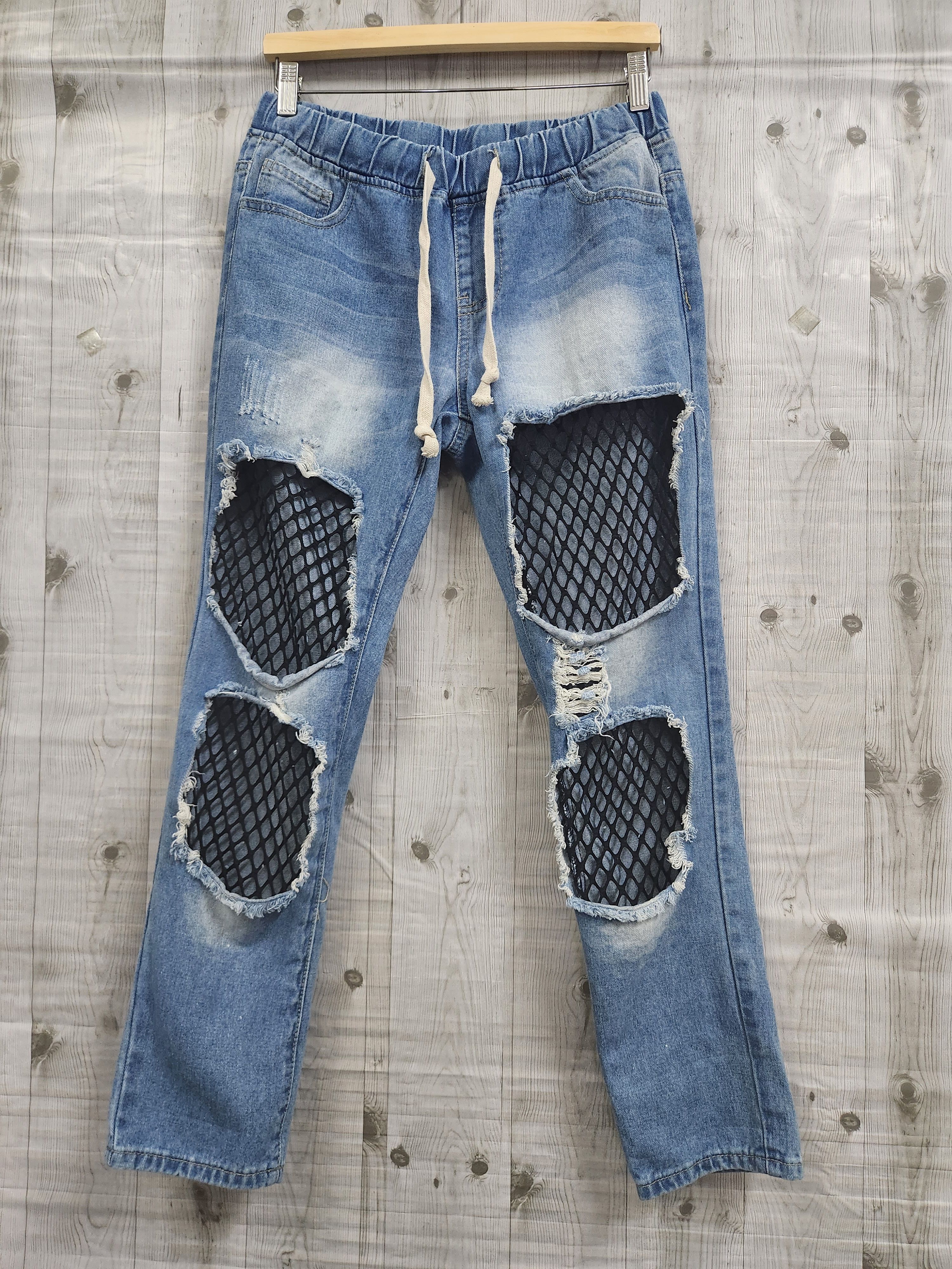 America - Avant Garde Seditionaries Distressed Mesh Denim Jeans - 1