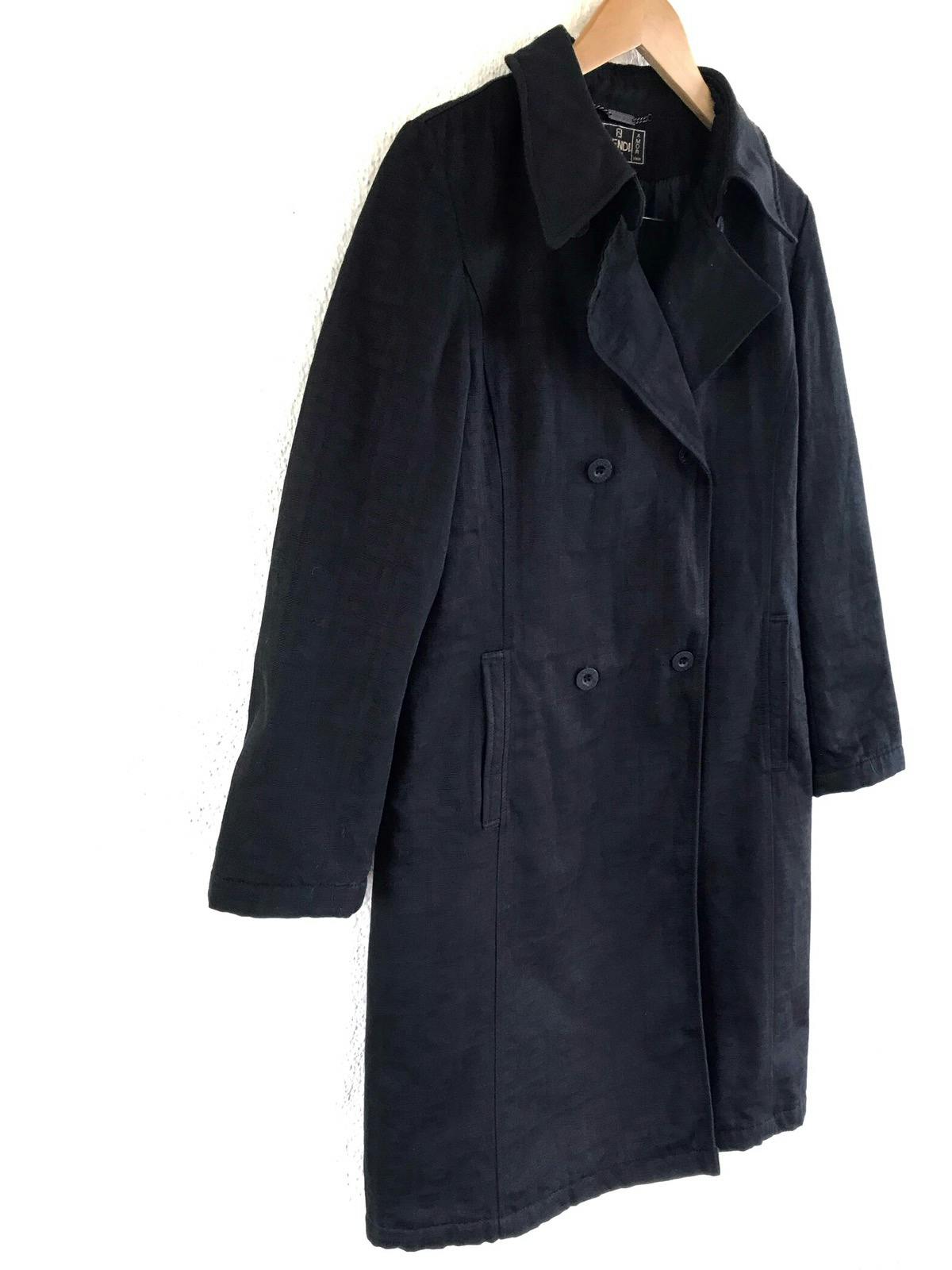 FENDI Monogram Zucca Black Trench Coat Long Jacket - 3