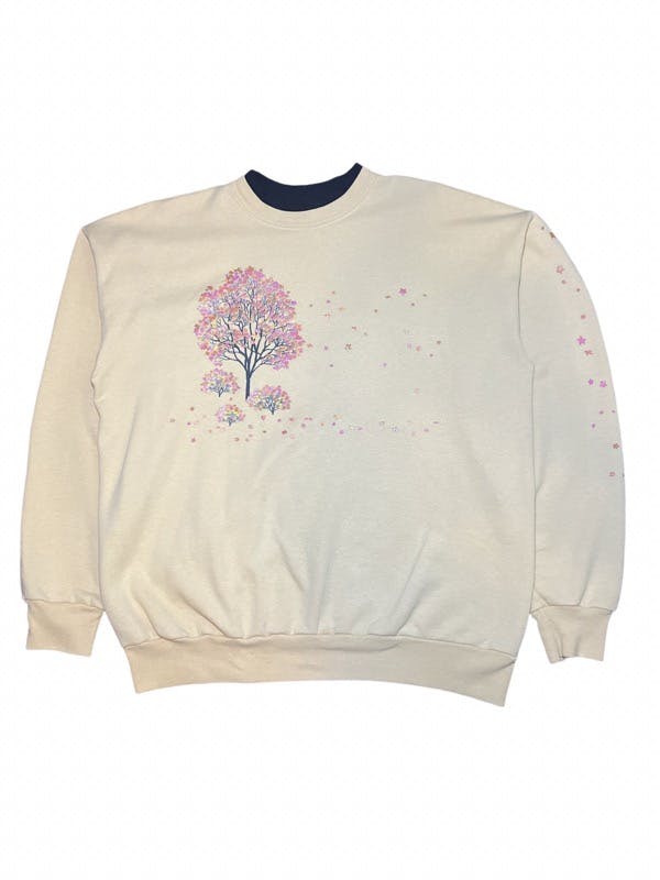 Vintage - Double-layer Cherry Blossom glitter detail crewneck - 1